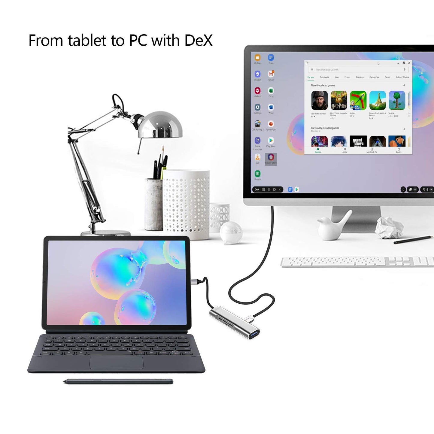 Adaptador USB C a HDMI Samsung DeX Multidispositivo HDMI 4K USB3.0 Carga SD MicroSD