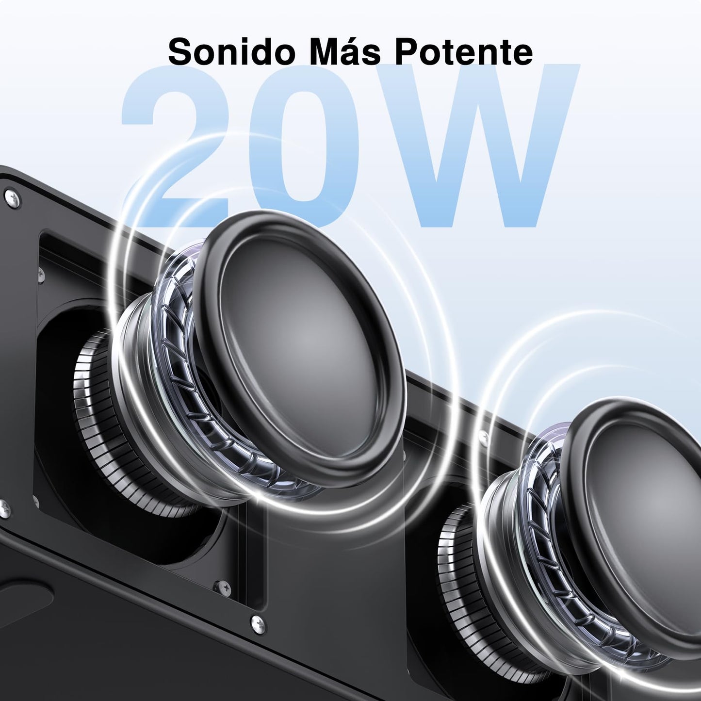 Barra de Sonido Bocina Bluetooth 20W Negro con Batería 2400mAh Inalámbrica para Interior y Fiesta