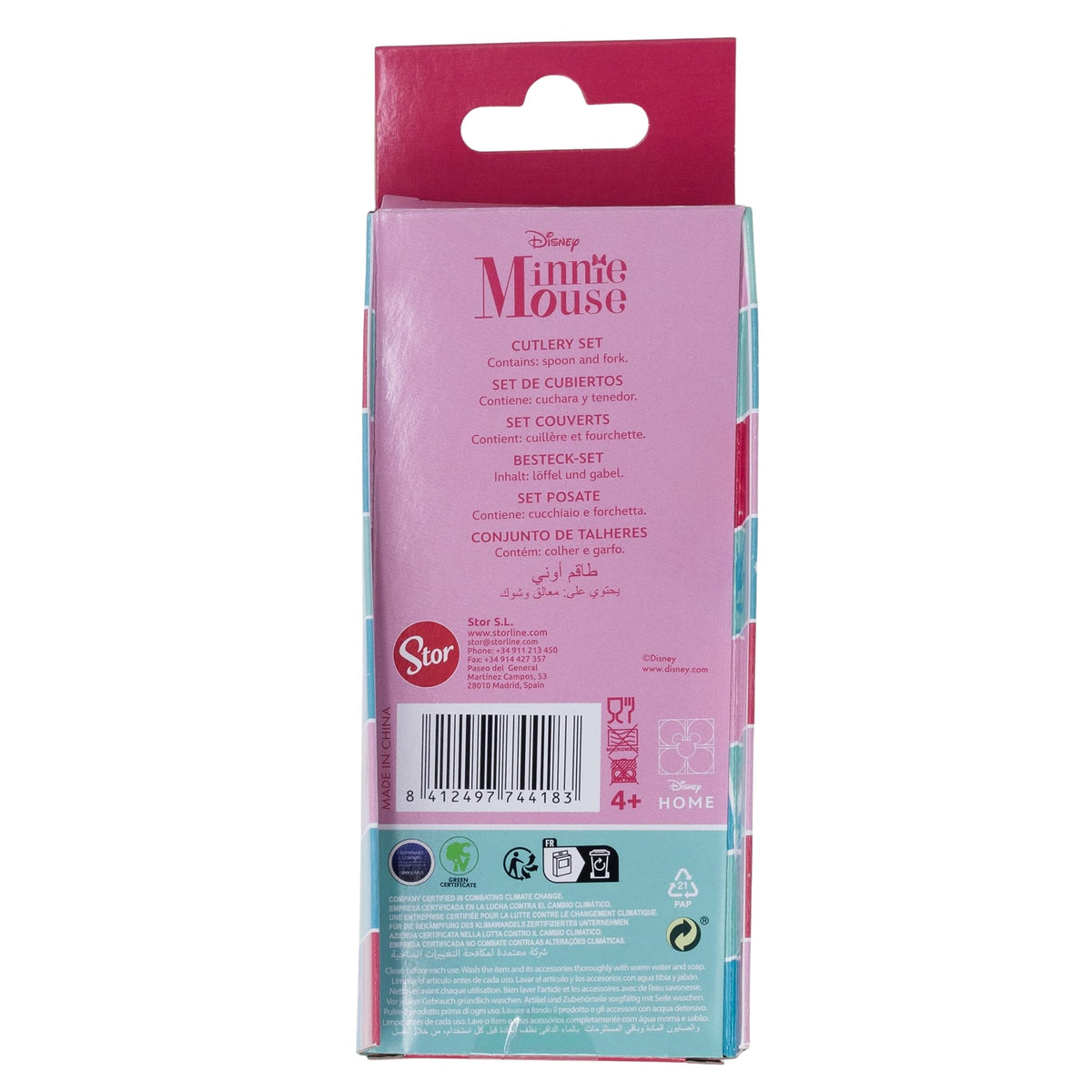 Stor - Juego de 2 cubiertos de acero inoxidable para niños, Minnie Being More Minnie, Verspielt, thematisch, Rojo y blanco, 2 Count