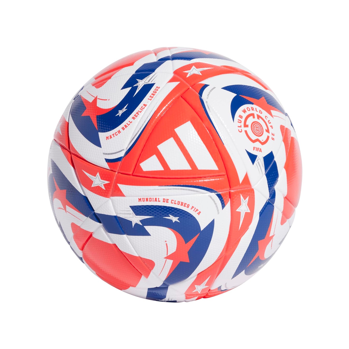 adidas - Balón de fútbol Unisex para Adultos de la FIFA Club World Cup League, Blanco/Rojo lúcido/Azul eléctrico/Plateado metálico, 5