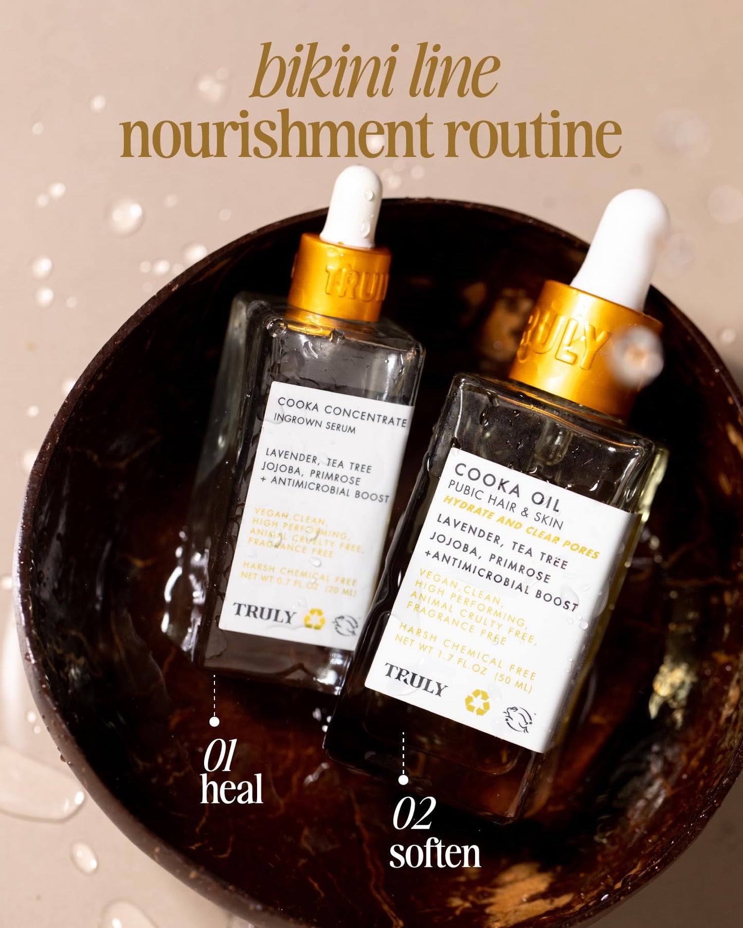 Truly Beauty Cooka Concentrado Suero Encarnado - Tratamiento Para El Cabello Encarnado Para El Área Del Bikini - Fórmula Suavizante Y Calmante Para Después Del Afeitado - Cura Quemaduras, Mellas Y Enc