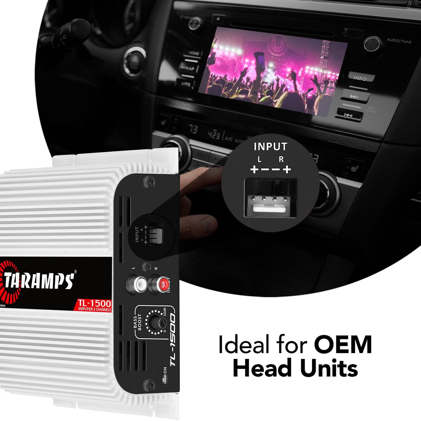 Amplificador TARAMPS TL 1500 2 Ohms 3 Canales 390 Vatios Clase D Rango Completo