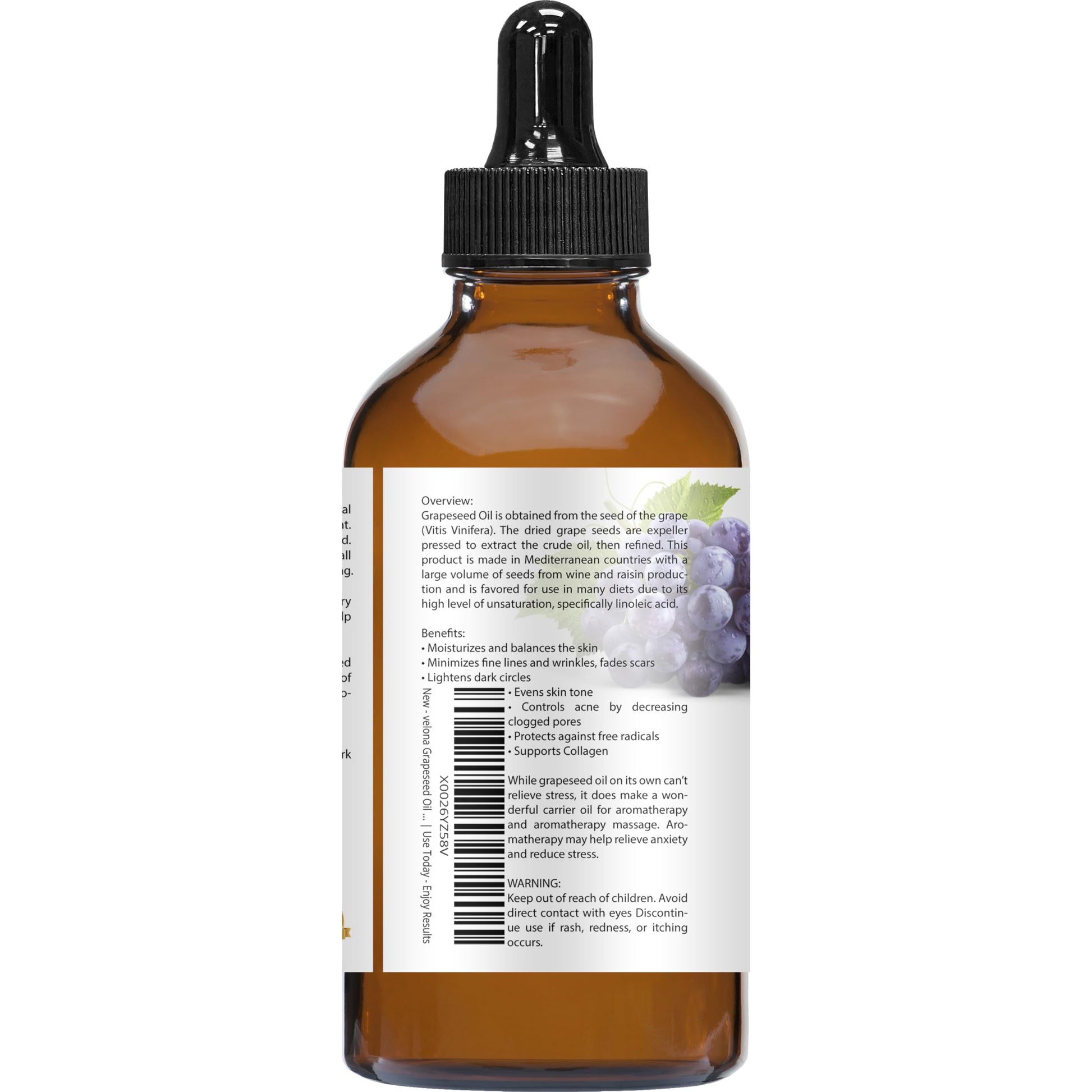velona Aceite De Semilla De Uva 4 Fl Oz | Aceite Transportador Puro Y Natural | Refinado, Prensado En Frío | Cocina, Piel, Cara, Cuerpo, Cuidado Del Cabello | Usar Hoy - Enjoy Results