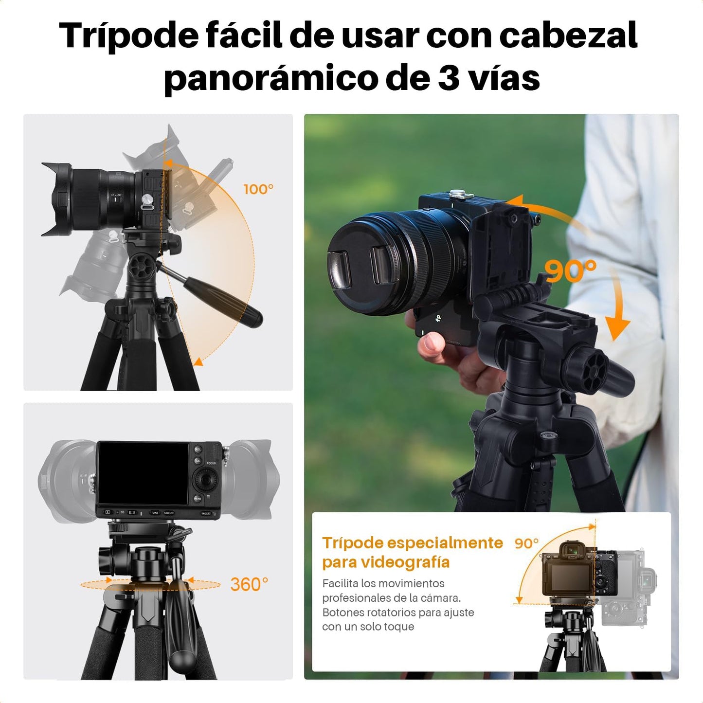 Kisfam 190 cm Trípode de Cámara para Celular, Tripie para Cámara Fotográfica con Control Remoto Inalámbrico, Rotación de 360° y Bolsa de Transporte, Compatible con DSLR, iPhone, Android y Tabletas