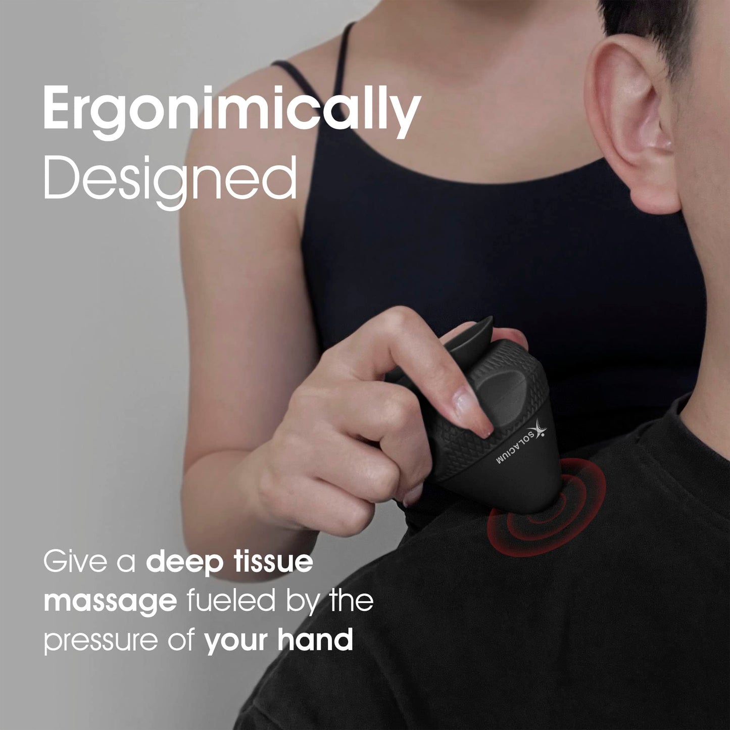 Herramienta de terapia muscular multisuperficie: masajeador montable para dolores musculares, hombros, brazos, cuello, espalda, pies, cuerpo, tejido profundo, rigidez, dolor de articulaciones, alivio del estrés (negro)
