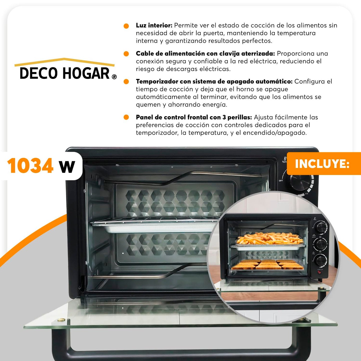 Adir Horno Tostador Electrico De Mesa 25L1034W Negro 12816