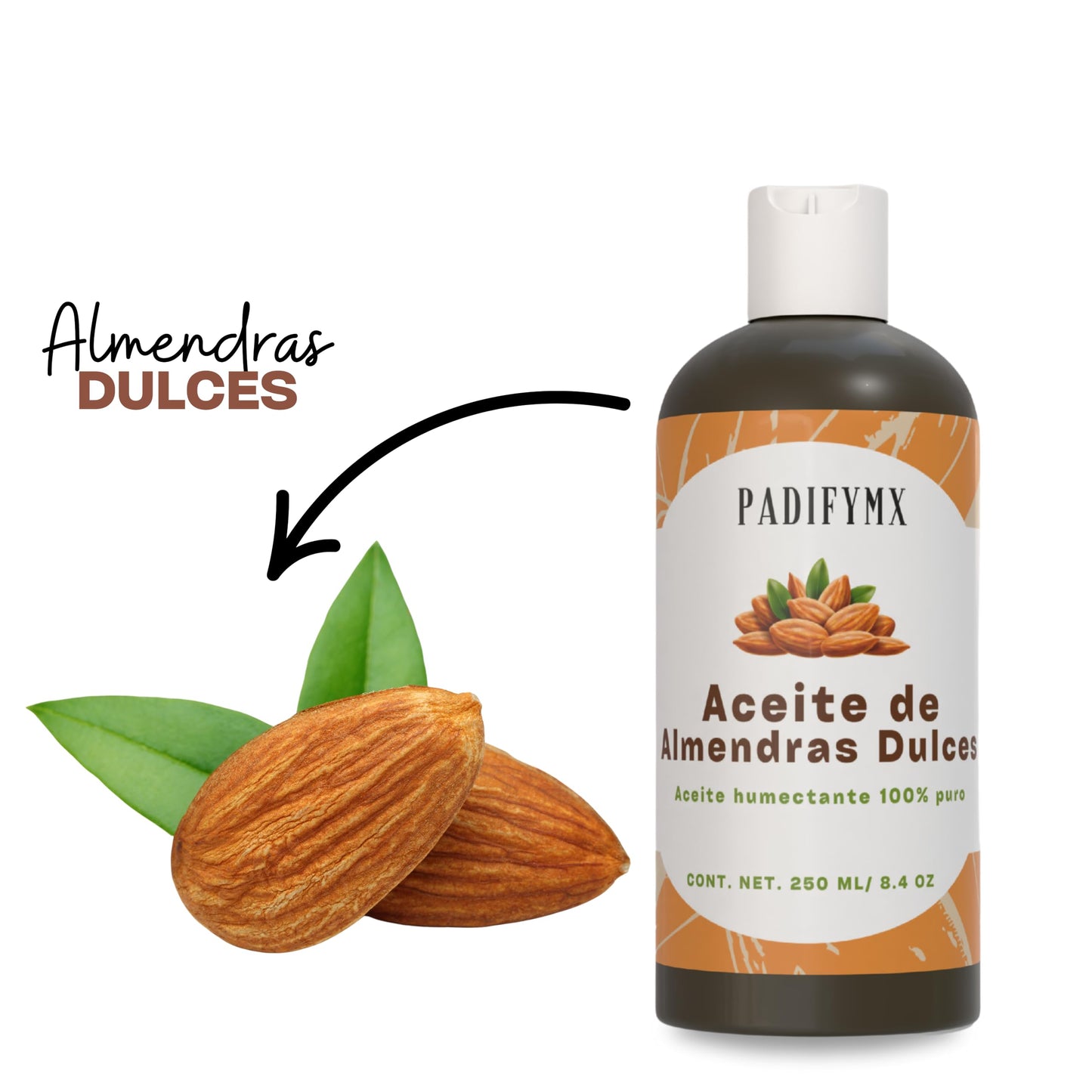 Aceite de Almendras Dulces Padifymx Relajante e Hidratante Corporal y Facial