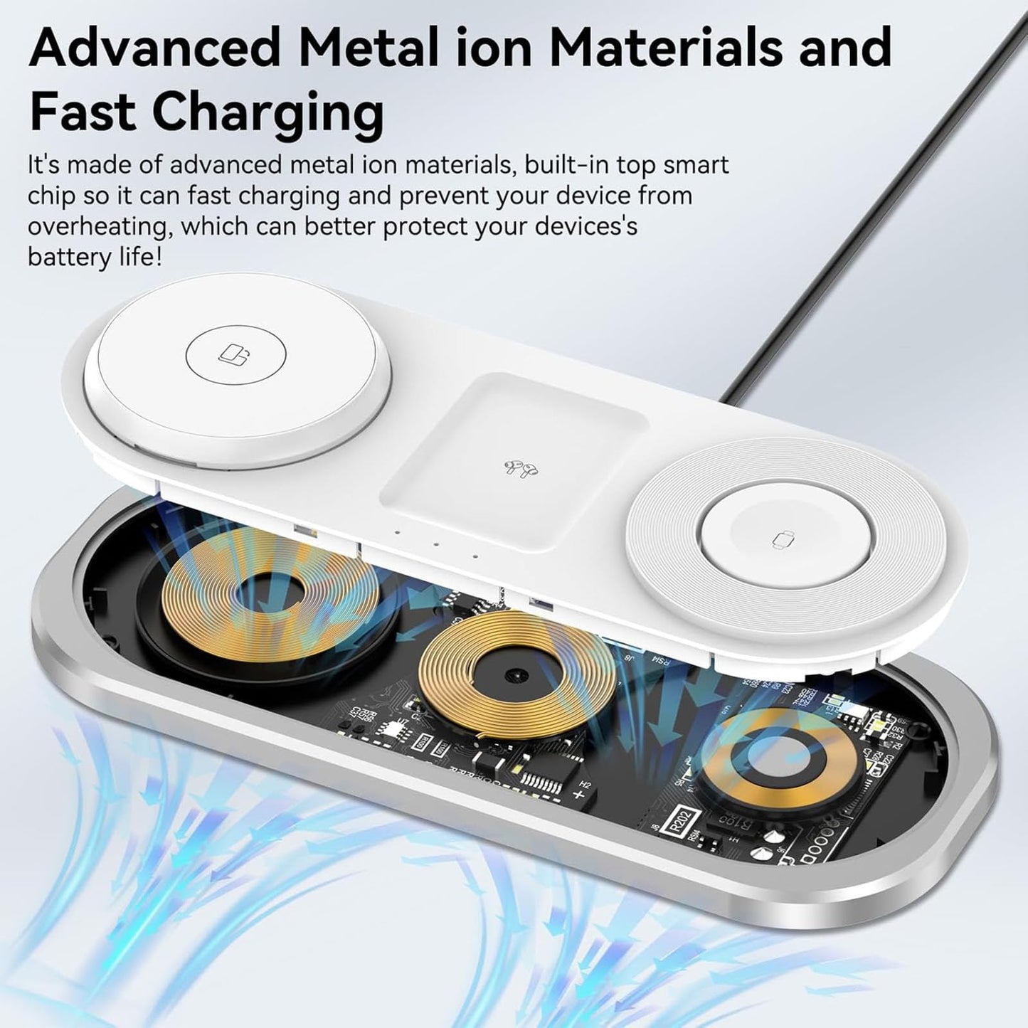 Cargador inalámbrico 3 en 1, estación de Carga Plegable para Magsafe para iPhone 16/15/14/13/12/Pro MAX/Pro/Mini/Plus, para Apple Watch 10/9/8/7/SE/6/5/4/3/2/1/Ultra2/Ultra, para AirPods pro/2/3/4