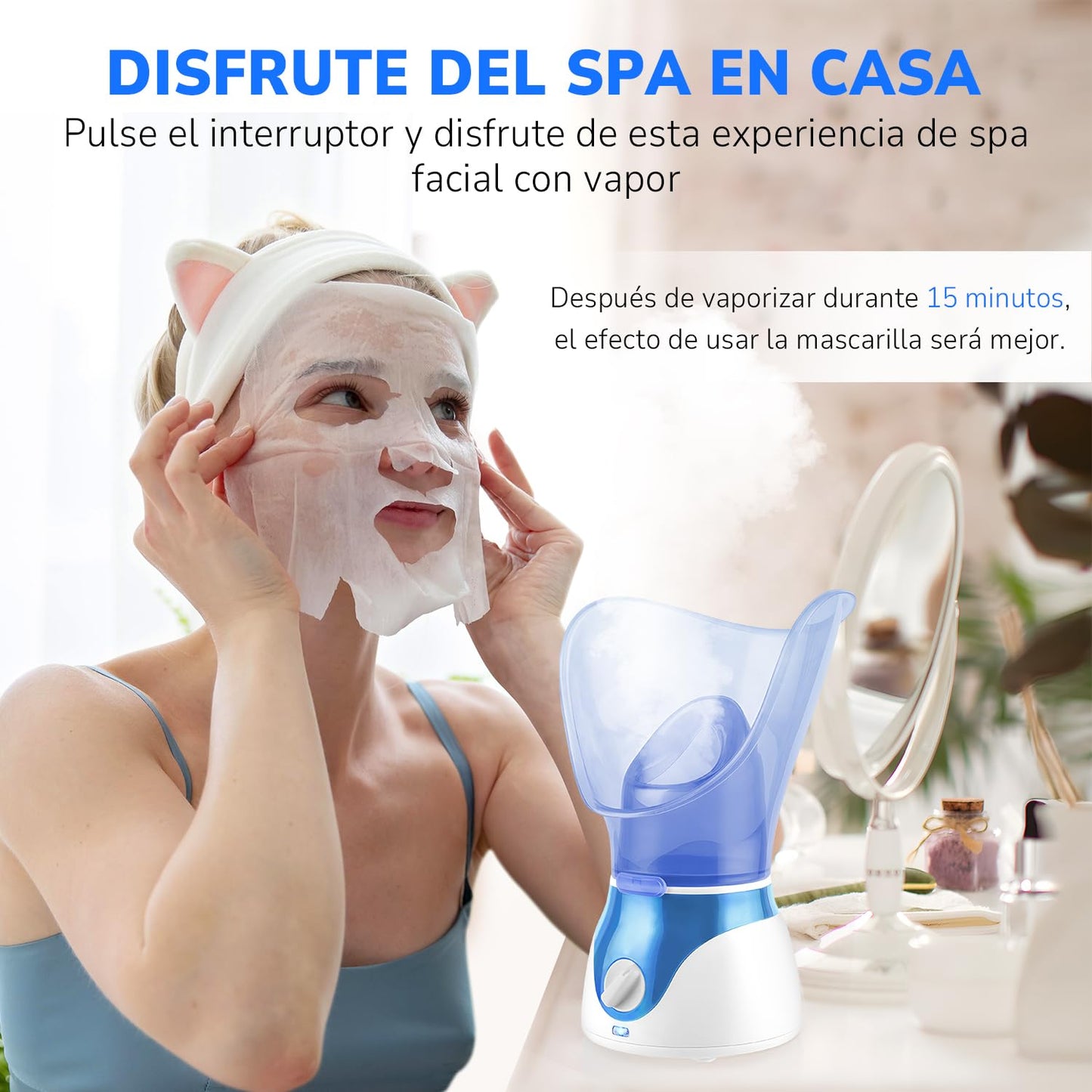 MITEGELO Vaporizador Facial, Sauna Facial de Nano Iónico