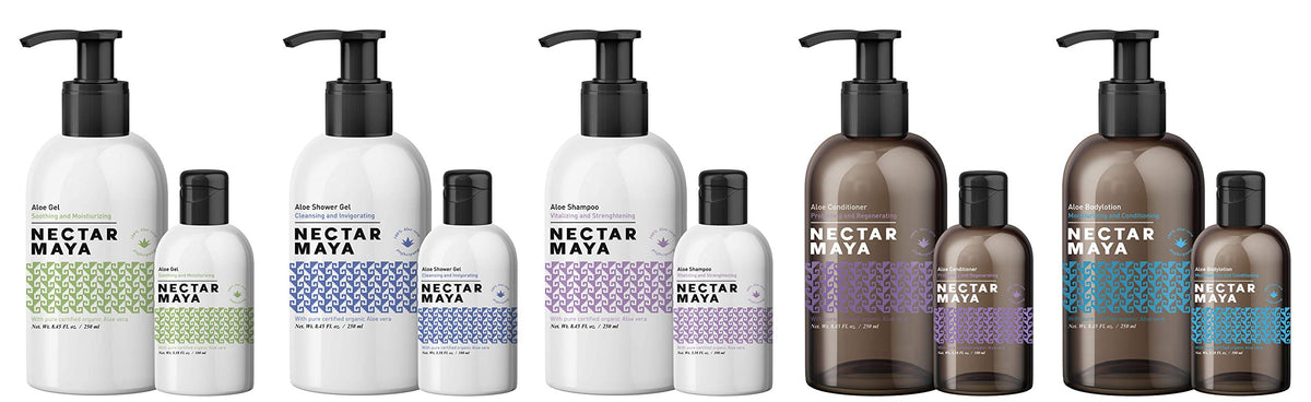 Nectar Maya® Aloe Shower Gel. Jabón corporal líquido biodegradable y orgánico para cuidado de la piel (100 ml)