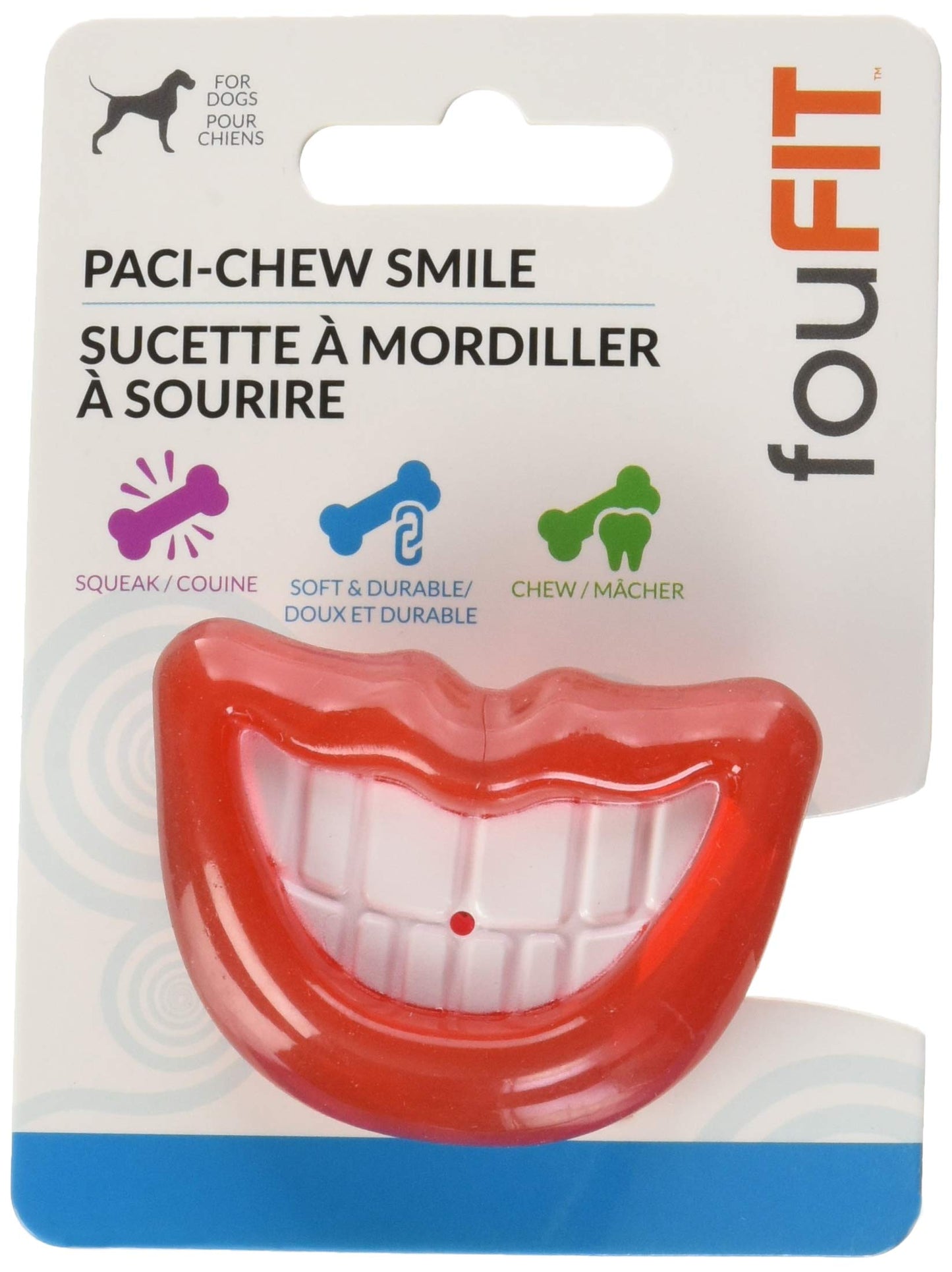FOUFIT Juguete masticable para Perro Paci-Chew, 2.6" x 1.85", Sonrisa