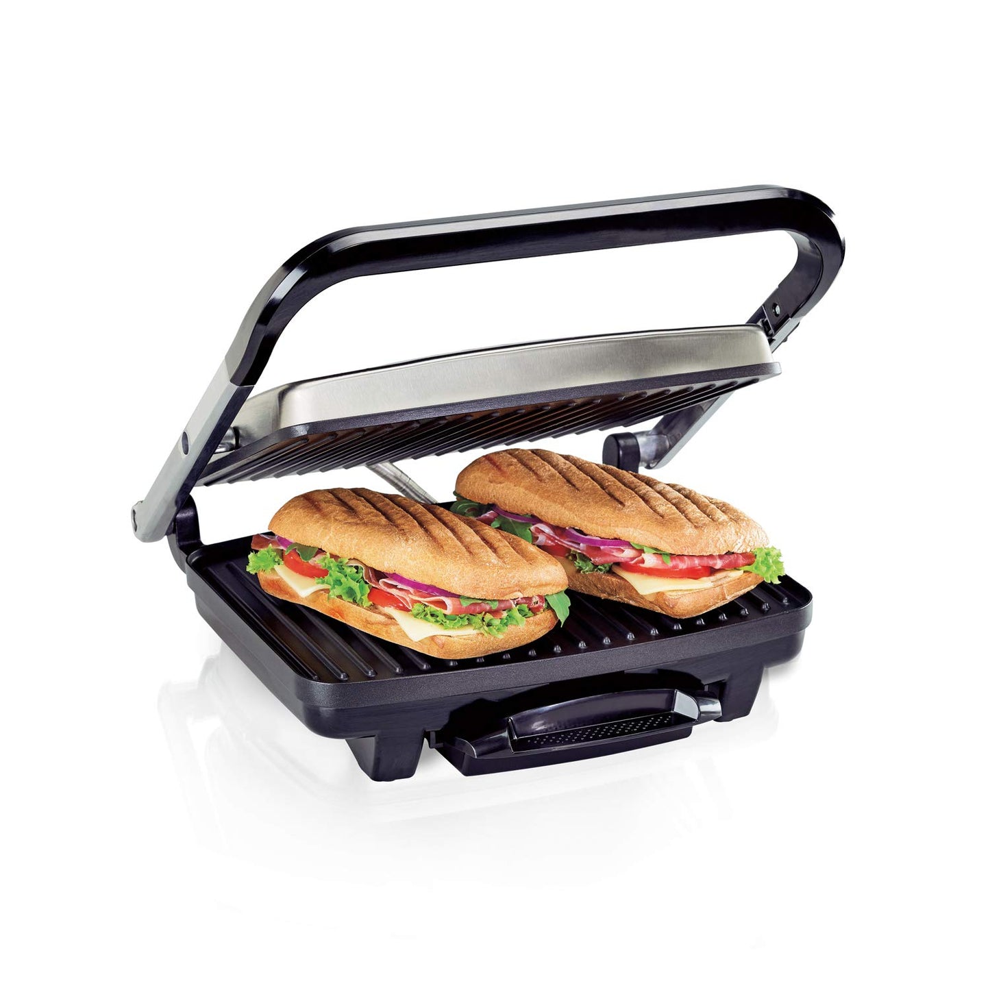 Hamilton Beach (25410) Panini Press, Sandwich Maker & Grill, Electric, 95Cooking Surface, Stainless Steel