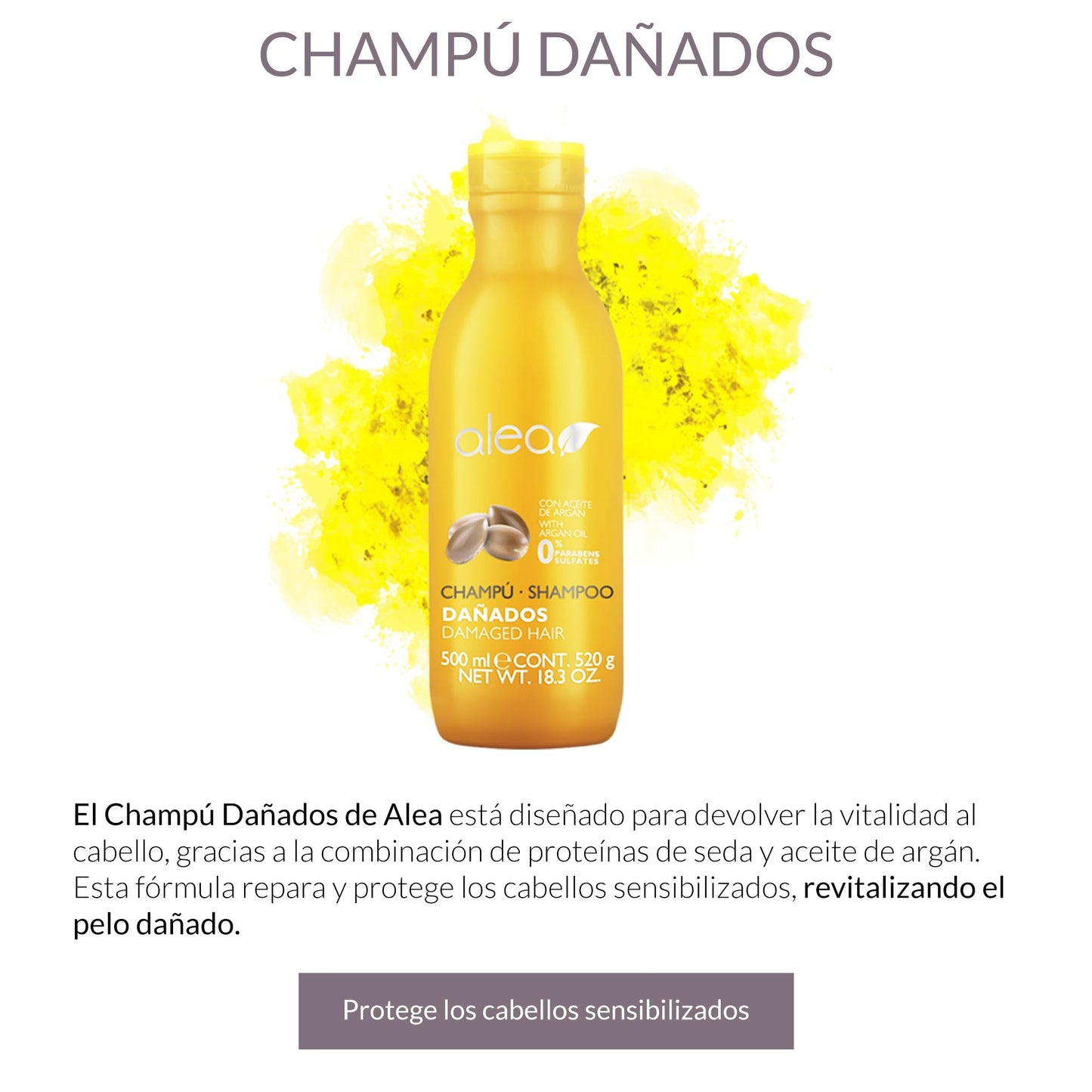 Shampoo Alea Argan 18.3oz para Cabello Dañado