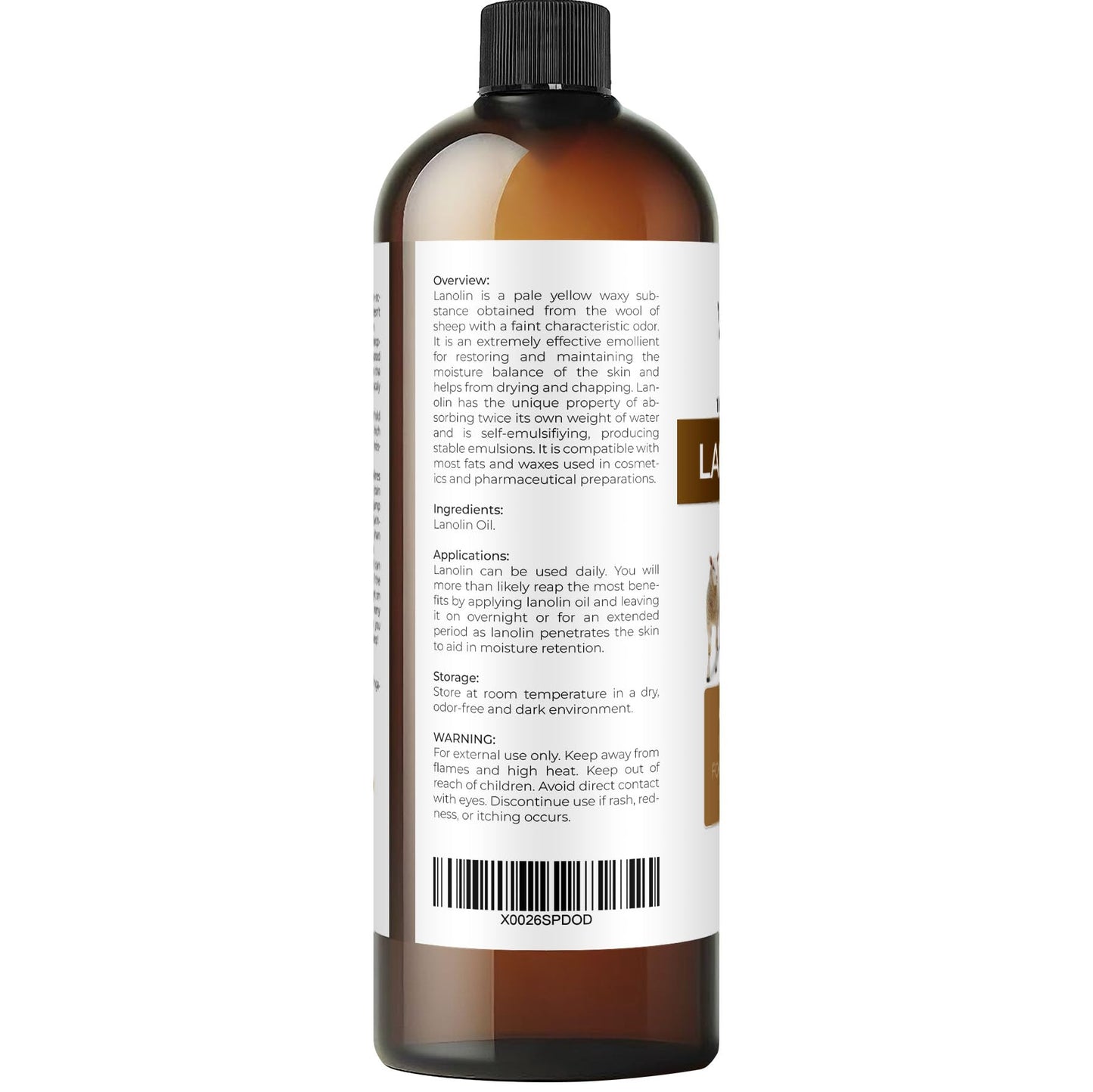 Lanolina Orgánica Pura 100% Refinada y Prensada en Frío | Hidratante Natural para Piel, Cabello y Cuerpo | Grado USP | Ideal para Acondicionar y Suavizar | Disponible en Diferentes Tamaños | Velona 473,18ml