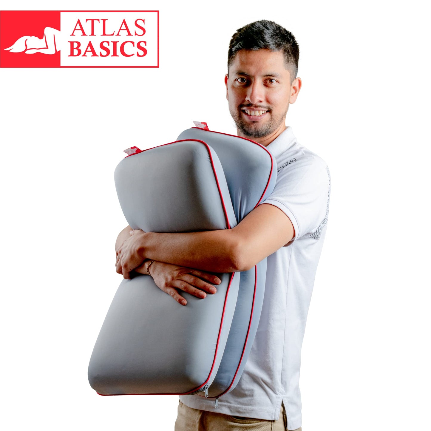 Atlas del descanso Pack 2 Almohadas Memory Foam Queen Size Con Alto Soporte En Cabeza y Cuello, Con Sistema de Respiración Inteligente, Ortopedica, Hipoalergénica y Con Funda Lavable