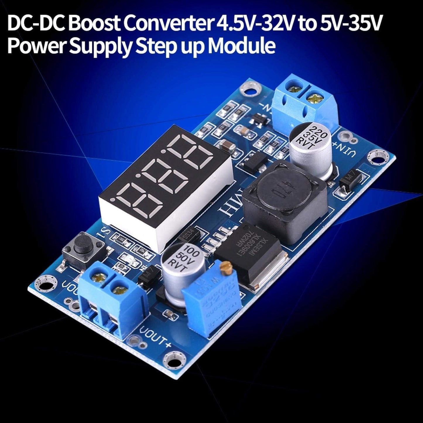 Agatige Xl6009 Boost Converter, Módulo Elevador de Fuente de Alimentación de 4,5 V-32 V a 5 V-35 V, Módulo Convertidor Elevador DC-DC, Módulo de Fuente de Alimentación del Regulador Voltaje Ajustable