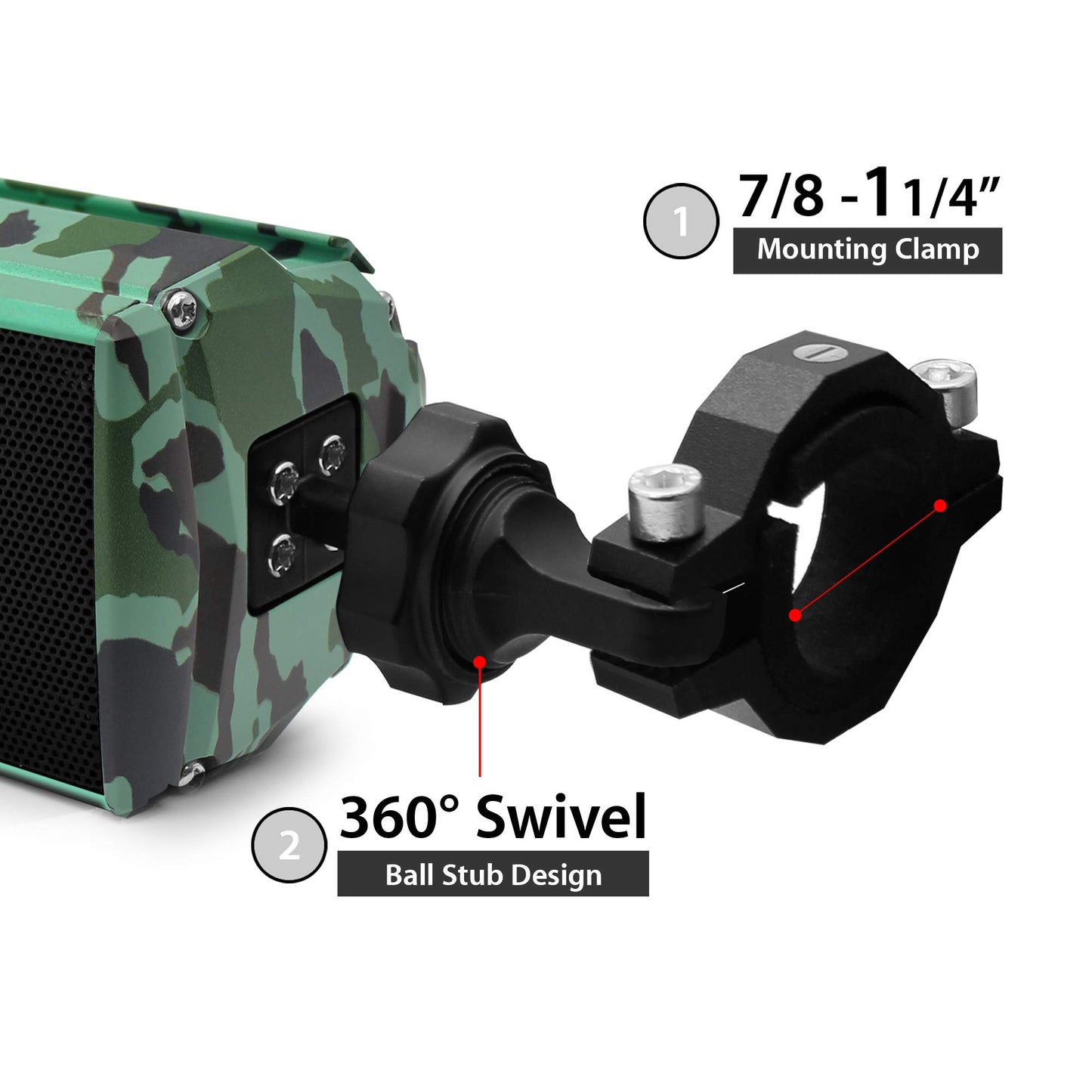 GoHawk RE8 Gen.3 - Altavoces estéreo Bluetooth impermeables para motocicleta, barra de sonido LED, 7/8-1.25 pulgadas Soporte para manubrio MP3, reproductor de música, sistema de amplificador de audio,