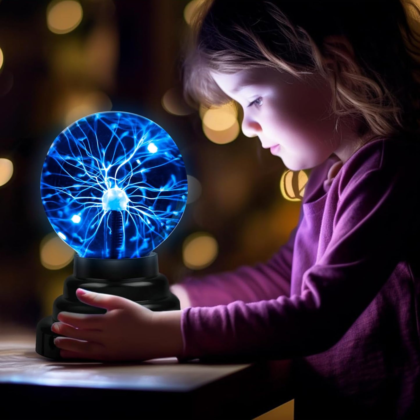 Bola Magica Sensible al Tacto Estilo USB, Lámpara de Luz Interacticve de Plasma de 3 Pulgadas, Se Puede Utilizar Para Decoración Fiestas, Accesorios Mágicos, Decoración de Dormitorio, Regalo (Blu-ray)