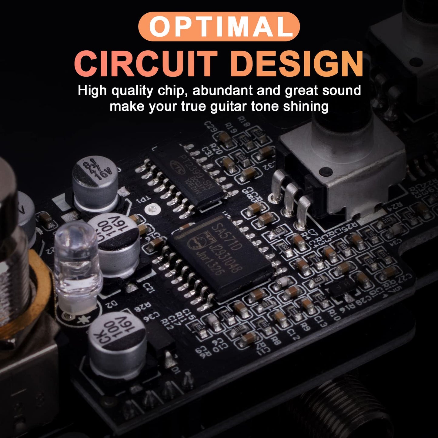 AKLOT Pedal de guitarra de distorsión, pedal eléctrico de efectos mini tipo único DC 9V True Bypass