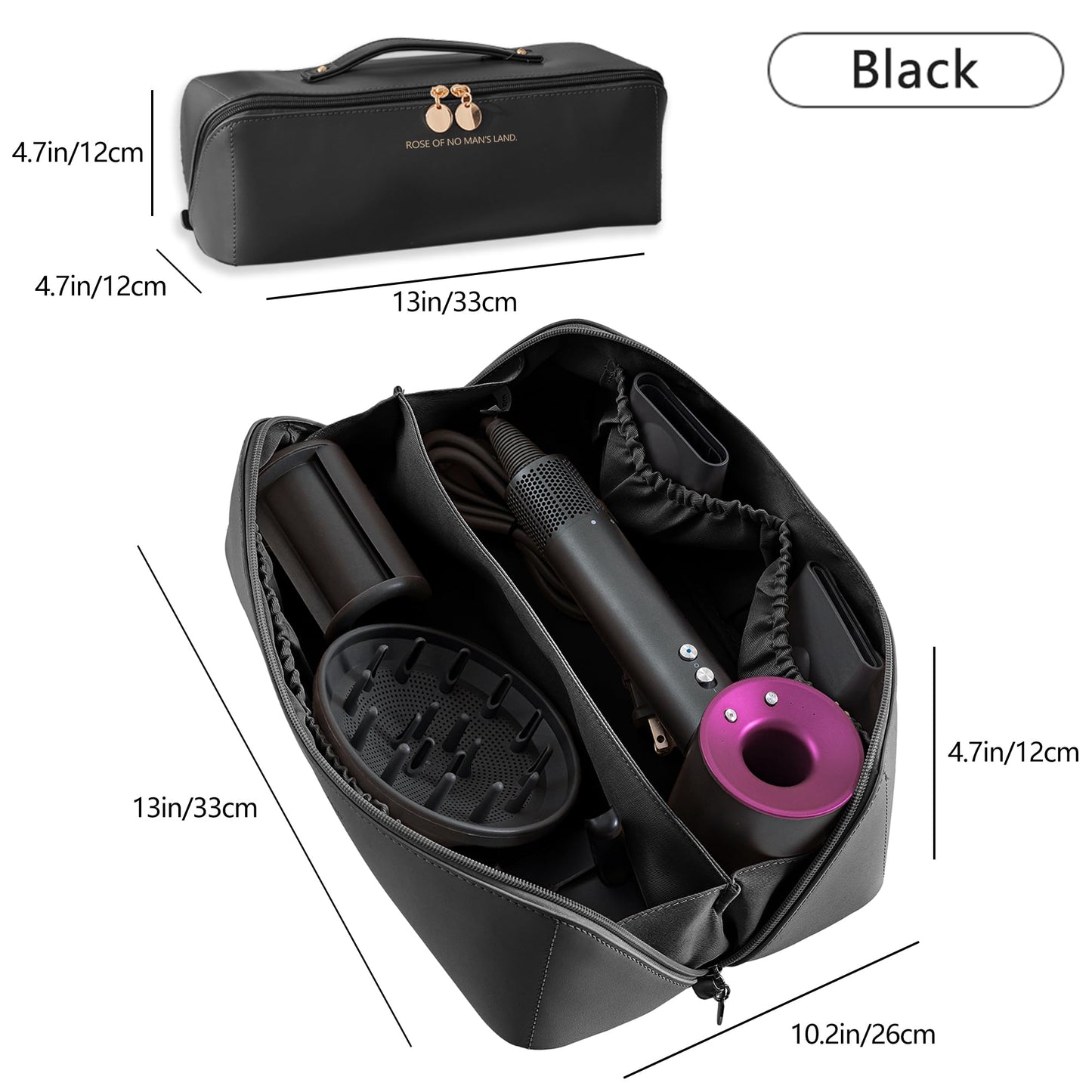 Linpr Estuche de Viaje Compatible con Dyson Airwrap Styler, Bolsa de Almacenamiento de Viaje Portátil para Secador de pelo, Estuche Organizador Impermeable para Shark Flexstyle (Negro)