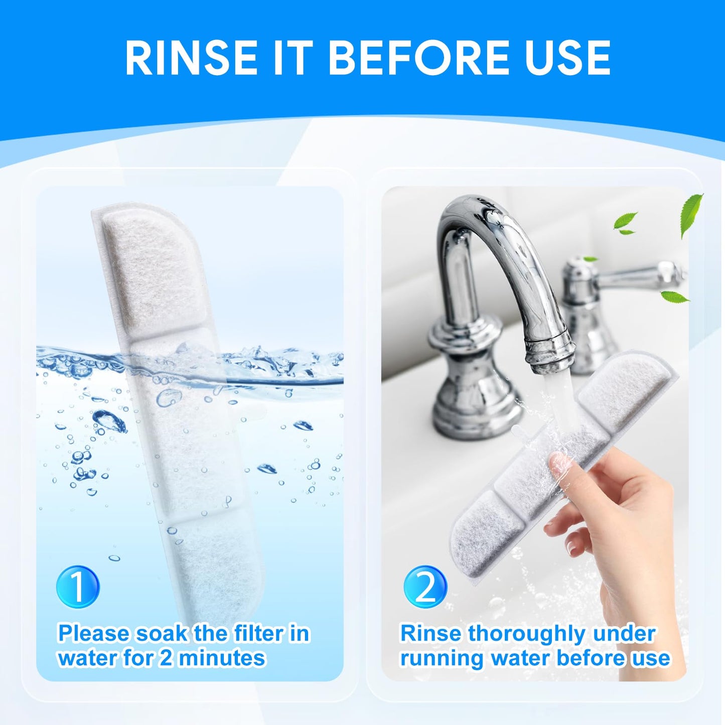 Cunina - Filtro de fuente de agua para gatos compatible con DownyPaws Fuente de agua inalámbrica para gatos de 84 oz/2.5 L, 12 paquetes de filtro de fuente para gatos funciona con pilas DPWFP6