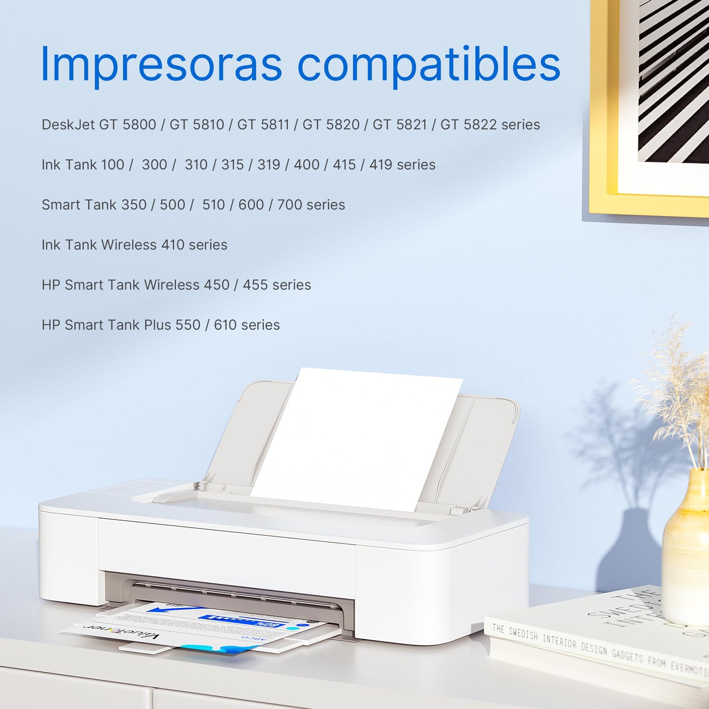 Botella de Tinta Compatible Valuetoner para HP GT52 GT53XL Multicolor para Impresoras Deskjet Series 5800 5810 5820 Ink Tank 100 300 410 (4 Unidades)