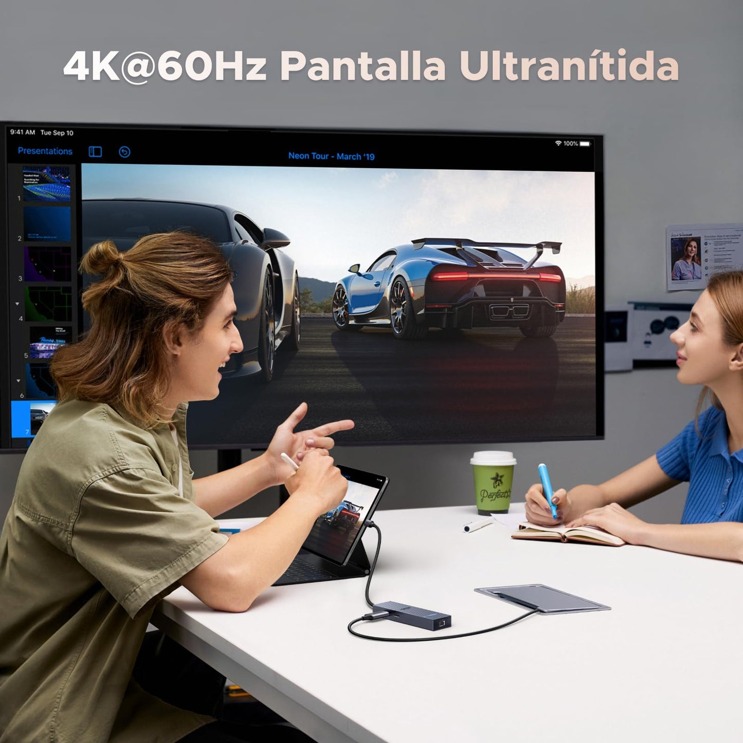 Adaptador USB C Hub UGREEN Revodok Plata con HDMI 4K y Carga 100W