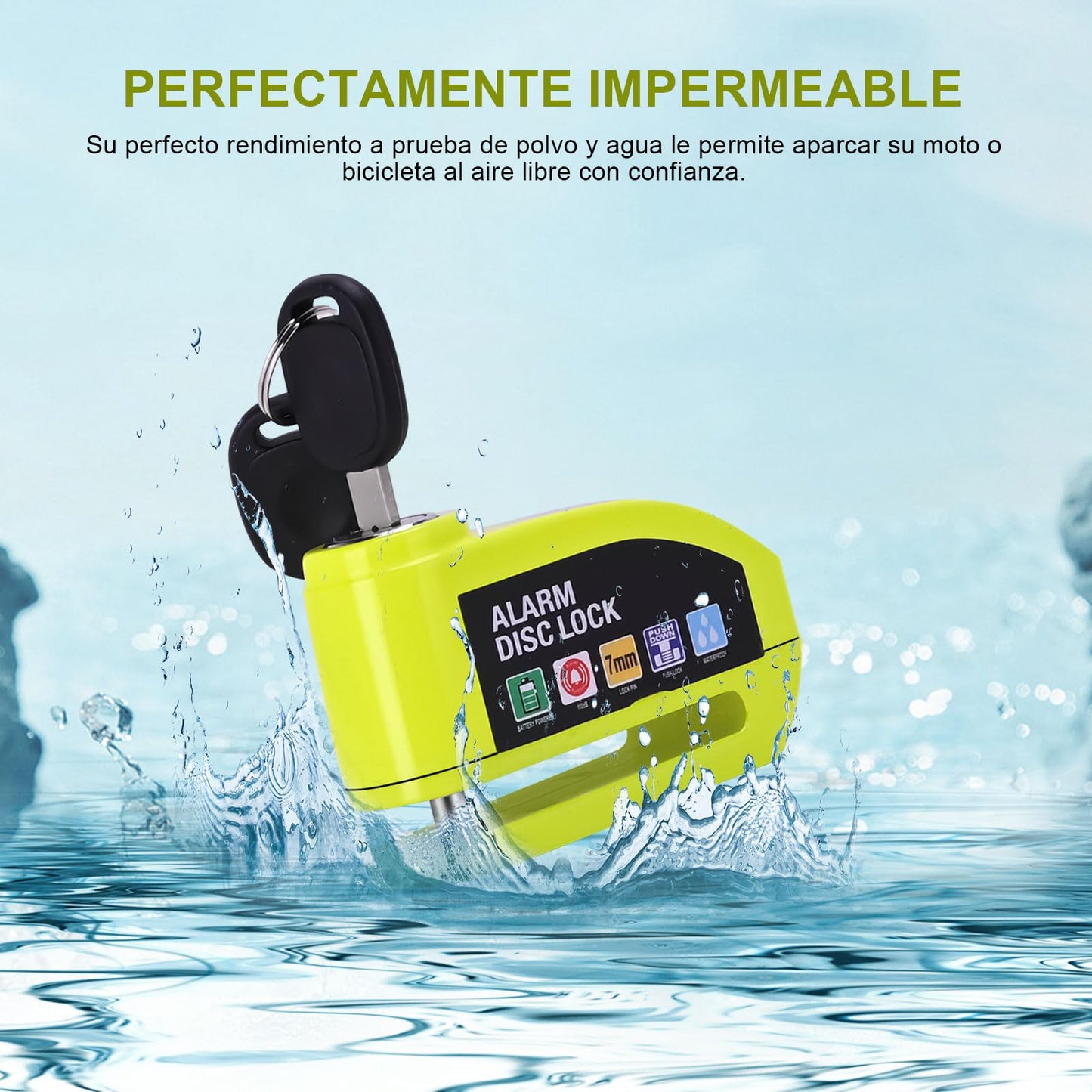 Kayoosi Candado de Alarma para Moto, Alarma de Freno de Disco de 110 Db con Sensor de Movimiento y Cable de Alarma de 4,3 Pies, Impermeable y Antirrobo, Compatible con Vehículos con Llantas de Disco
