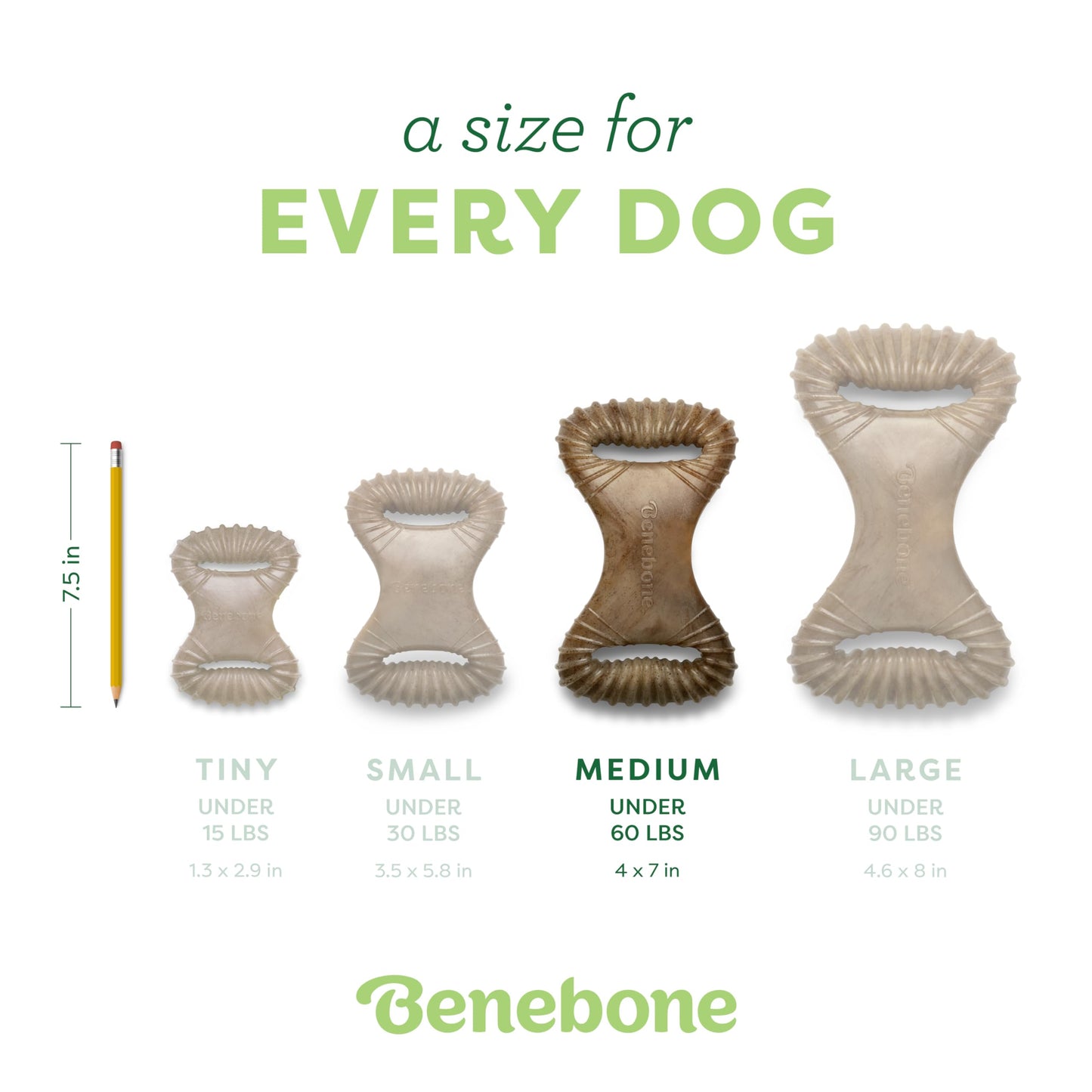 Benebone Dental Dog Chew Toy for Aggressive Chewers, Long Lasting, Made in USA, Medium, Real Peanut Flavor