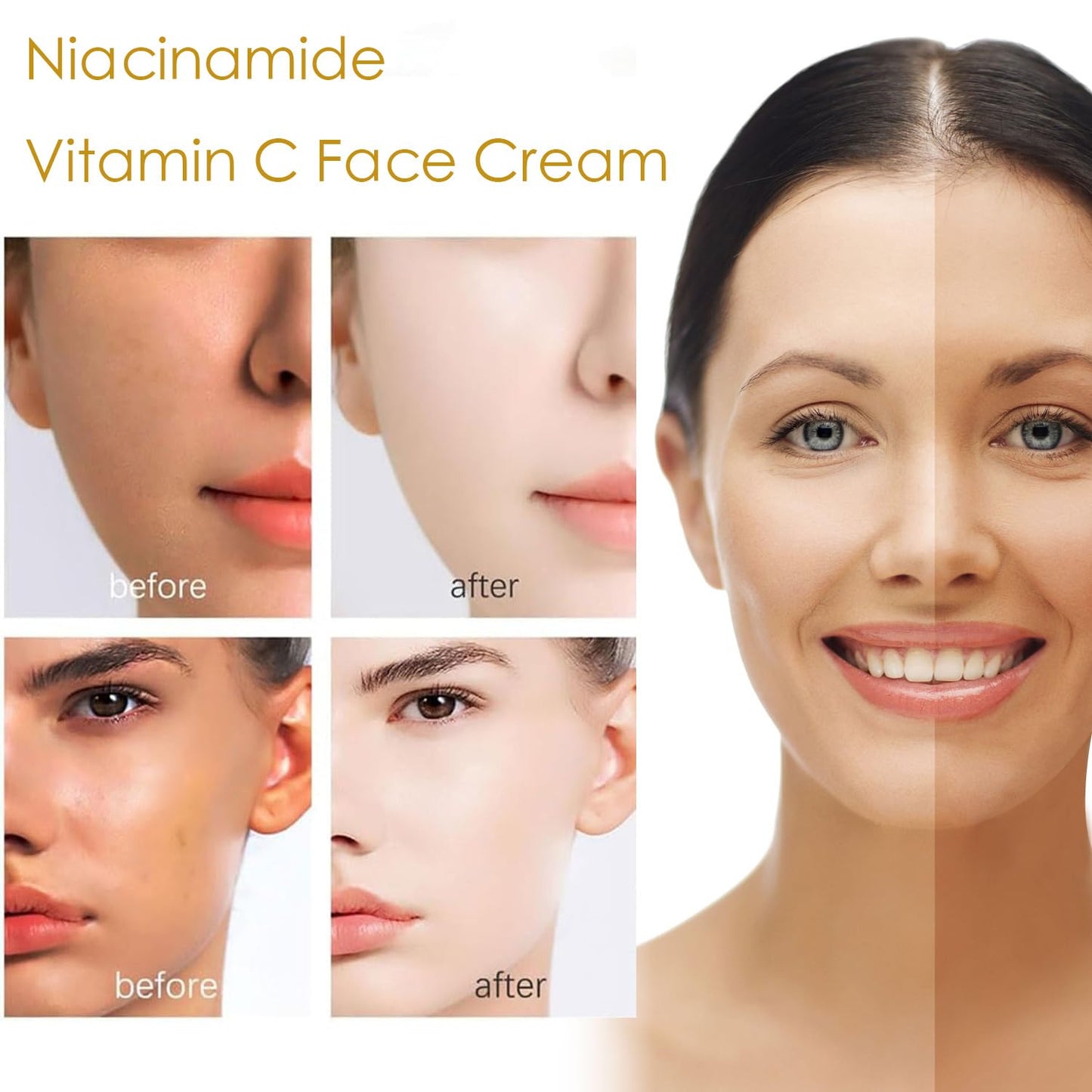 Nicotinamide Vitamin C Plain Face Cream Serum,Vitamin C Face Cream,Niacinamide Vitamin C Black Tube Skin Cream,Multifunctional Smooth Vitamin C Moisturizer Makeup Cream For Face (2pcs)