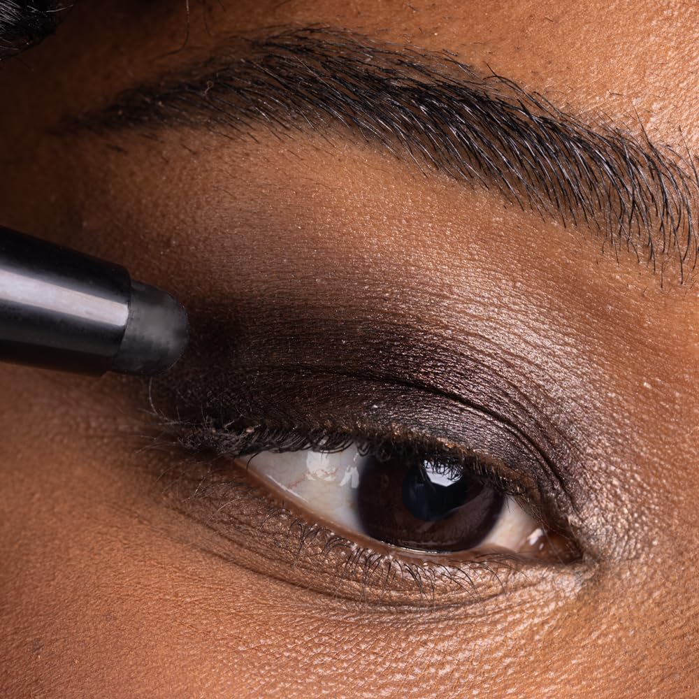 Palladio Barra de sombra de ojos impermeable con esponja mezcladora, aplicación duradera y sin esfuerzo, Matte Black