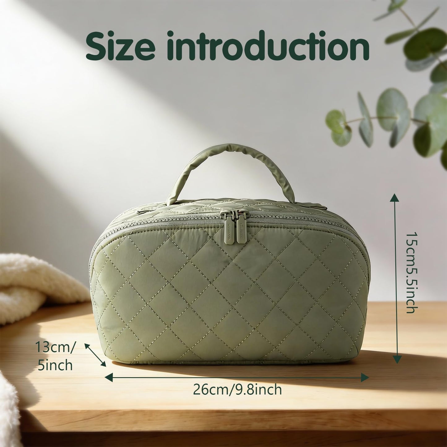 BQFLY - Bolsa de maquillaje plana para maquillaje de viaje que abre cosméticos - Juego de 3 bolsas lavables para mujer y ir - Estuche grande para mujer, color verde, para maquillaje My Parallel Bah