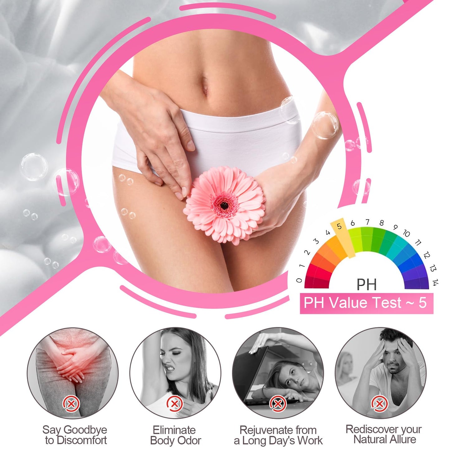 Juego de barra de jabón y aceite Yoni para mujeres, aceite femenino 100% natural, desodorante íntimo que elimina el olor y equilibra el pH, suero femenino elaborado con aceites esenciales naturales