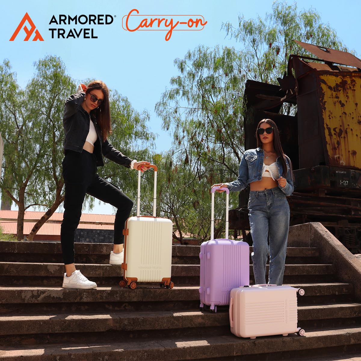 Maleta De Viaje Carry On 20" de Mano Cabina 10kg Rígida Doble Refuerzo Con * TSA Lock * Luggage suitcase Armored Travel (CarryOn - Rosa)