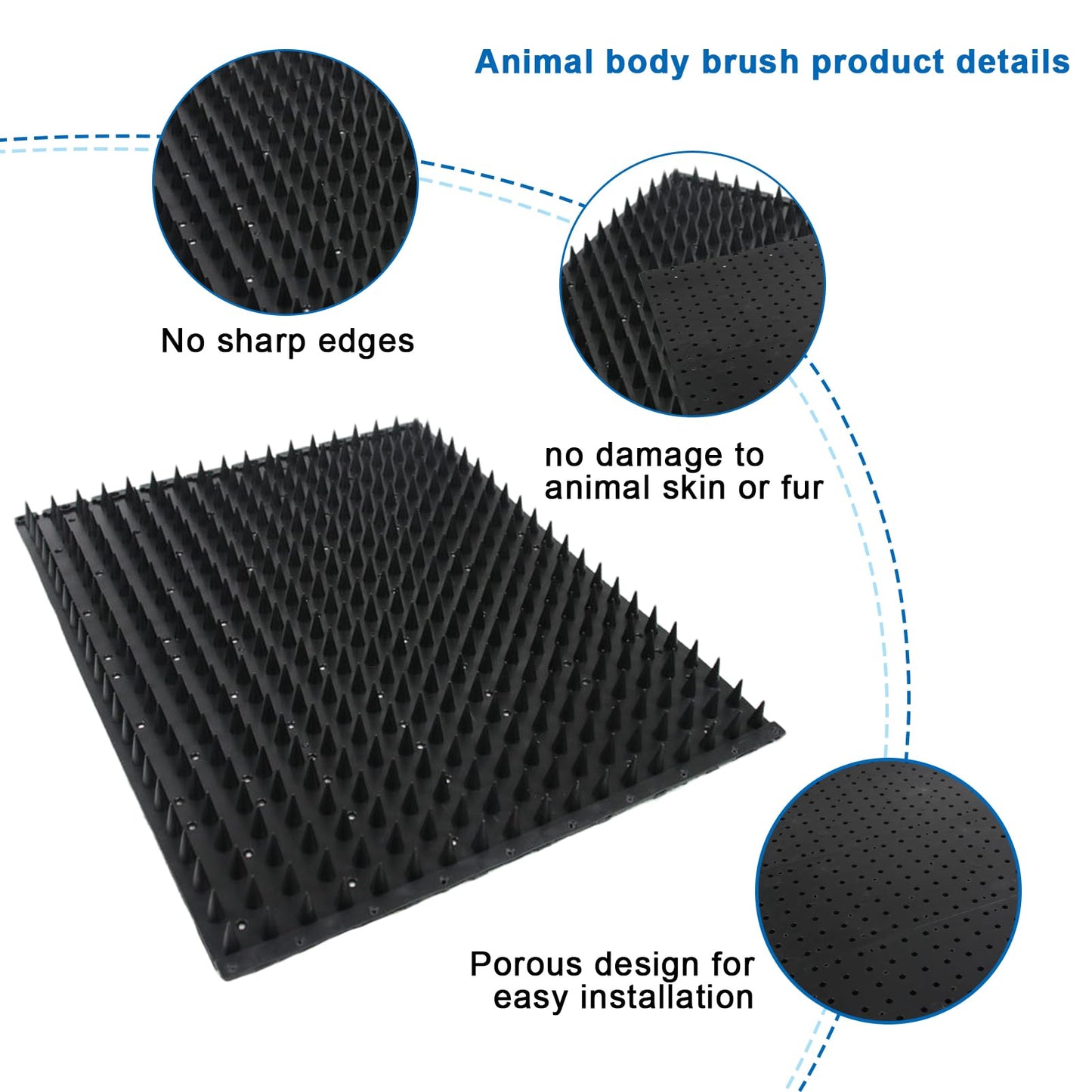 Poste Rascador Equino Almohadilla Negro con 40 Tornillos para Alivio de Cosquillas de Animales