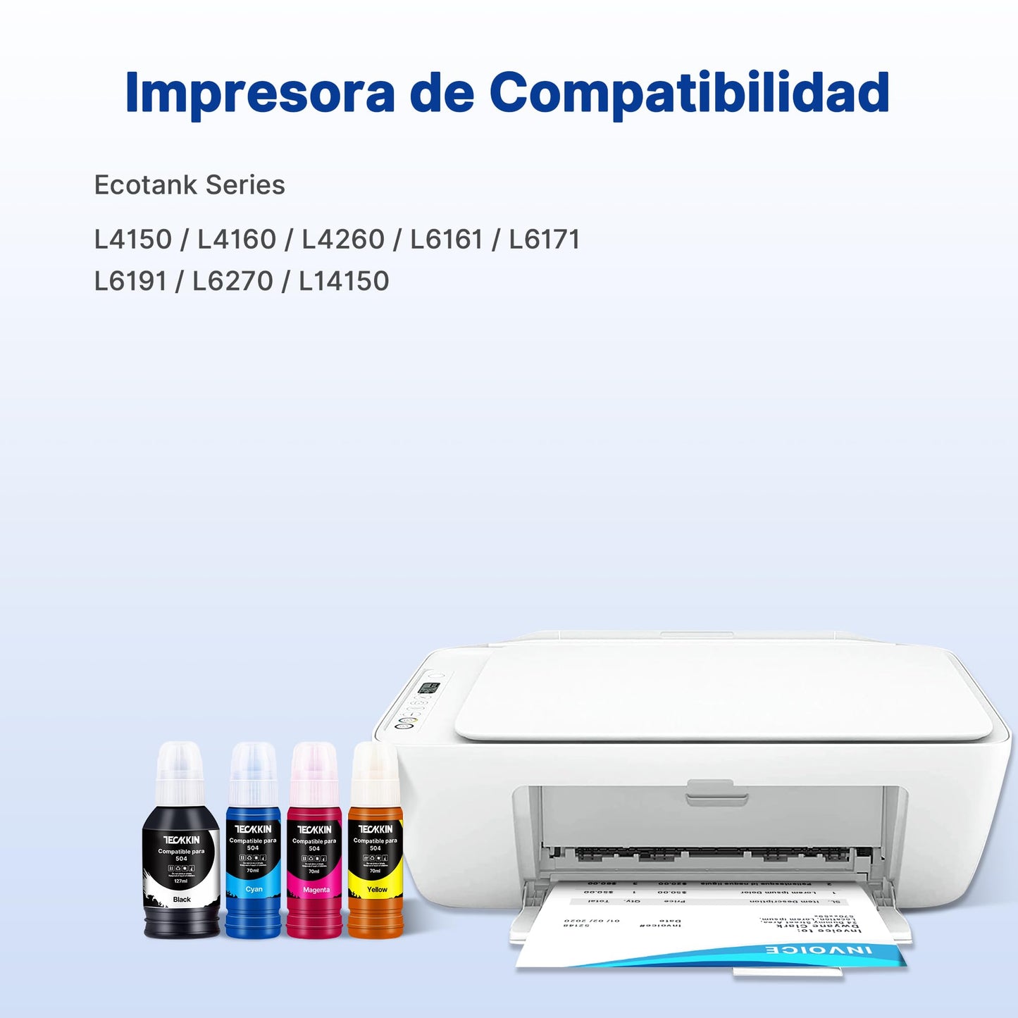 Botella de Tinta TECKKIN Compatibles para Epson Ecotank 504 Impresoras