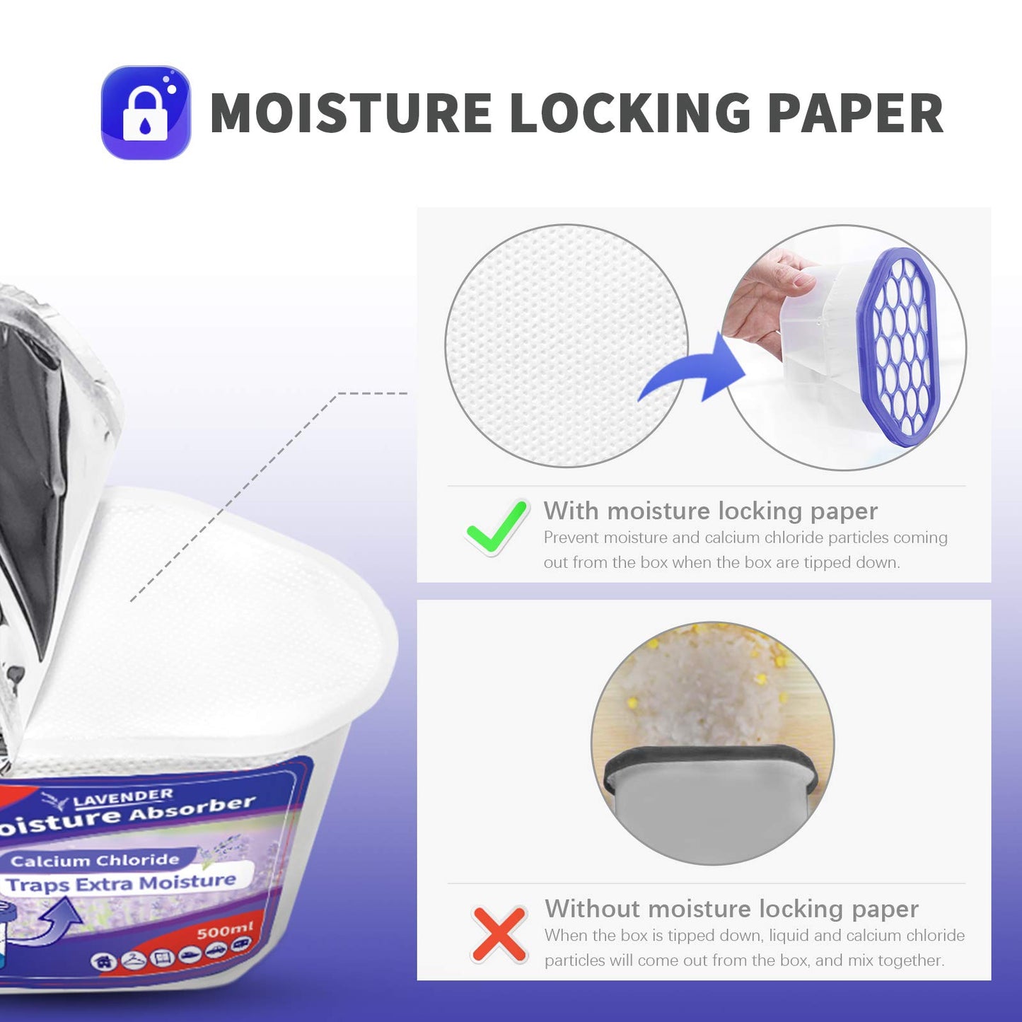 Deshumidificadores Vacplus Lavanda Morado Portátiles Paquete de 6