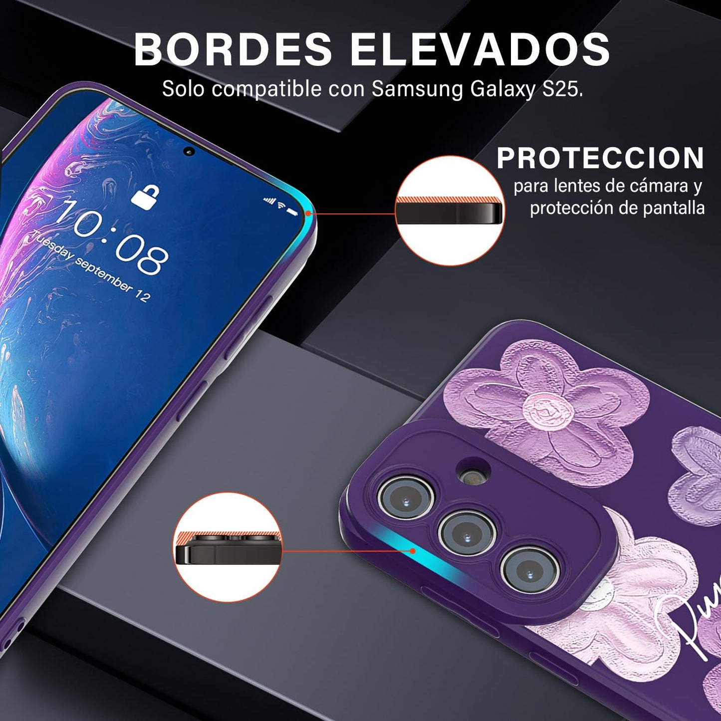 Threehao Funda para Samsung Galaxy S25, Ultra Delgado Flexible Suave TPU Silicona Carcasa con Moda Aesthetic Dibujos Flores, Antigolpes Anti-arañazos Protectora Case para Samsung S25