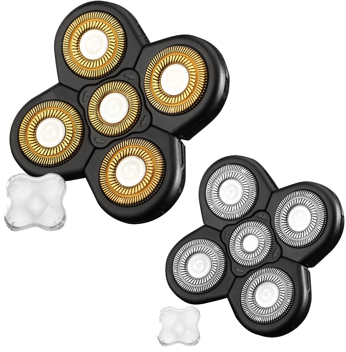 Wahfox- Cabezal de repuesto universal para afeitadora de cabeza, 2 piezas, 5 cuchillas, 5 cabezales, afeitadora eléctrica para barba