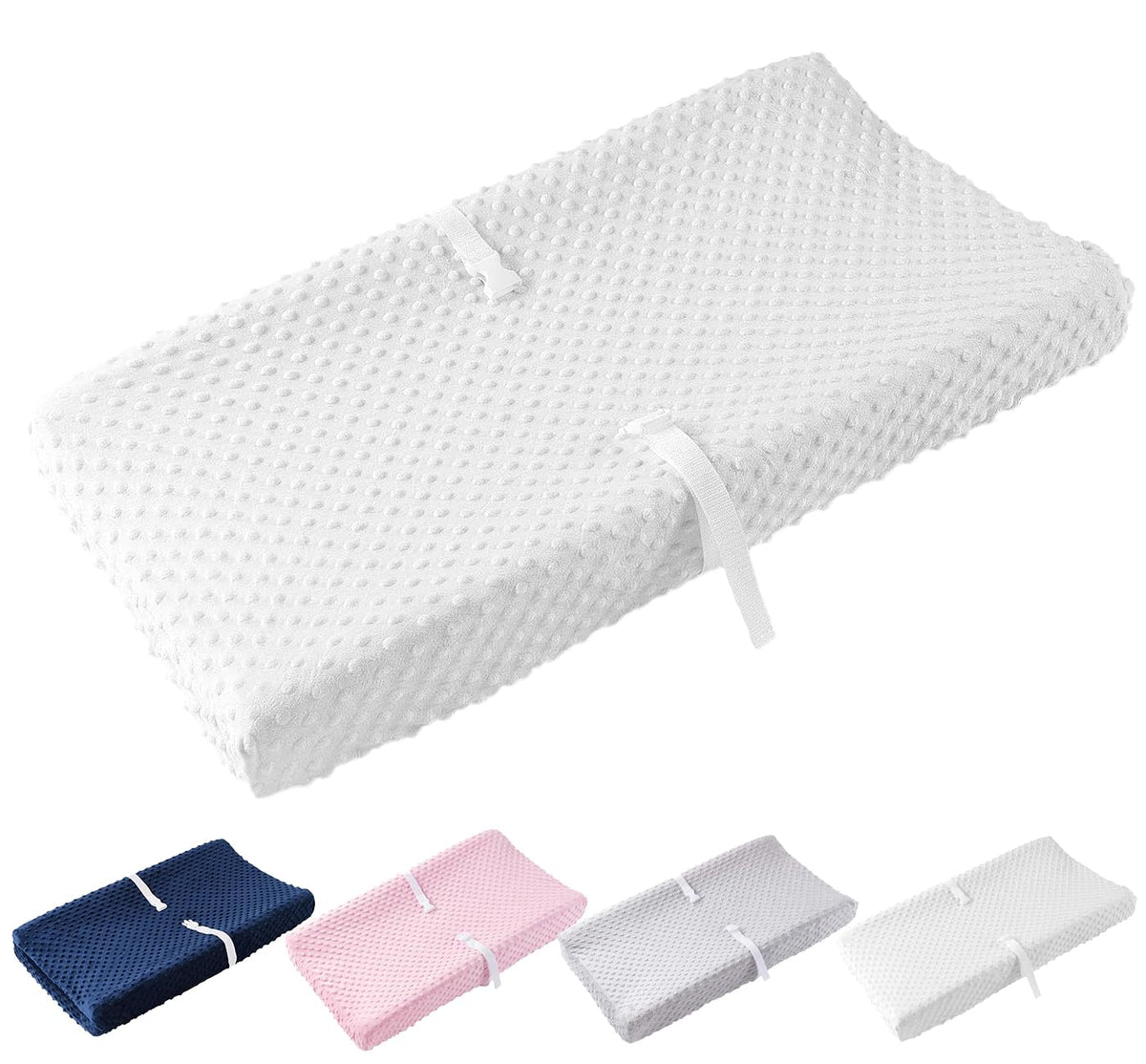 LOONAH - Cambiador pequeño compacto con cubierta, 27 x 16 pulgadas, cambiador de pañales contorneado para cuna combinada con cambiador, impermeable e hipoalergénico, correa de seguridad con hebilla de