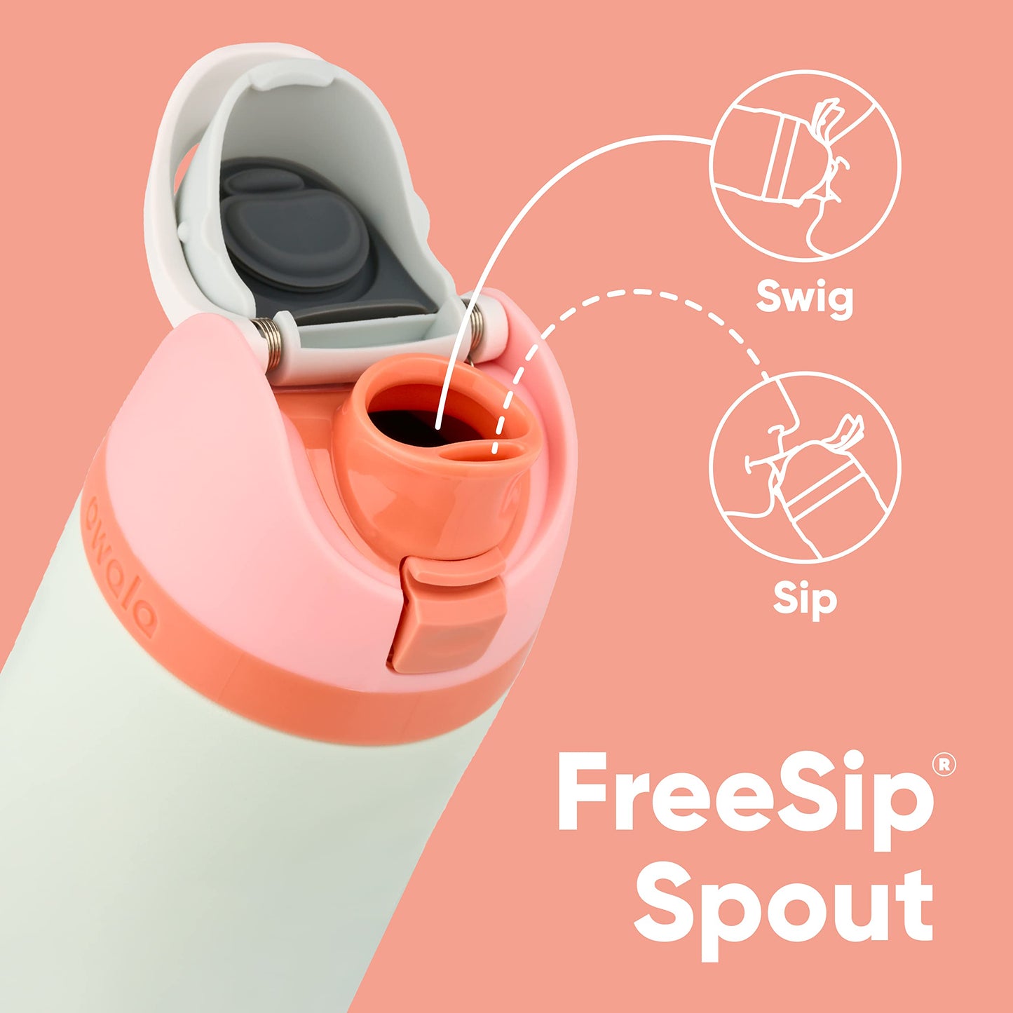 Owala FreeSip Botella de acero inoxidable aislada con popote, botella de agua deportiva libre de BPA, ideal para viajar, 40 oz, Malvavisco Tímido
