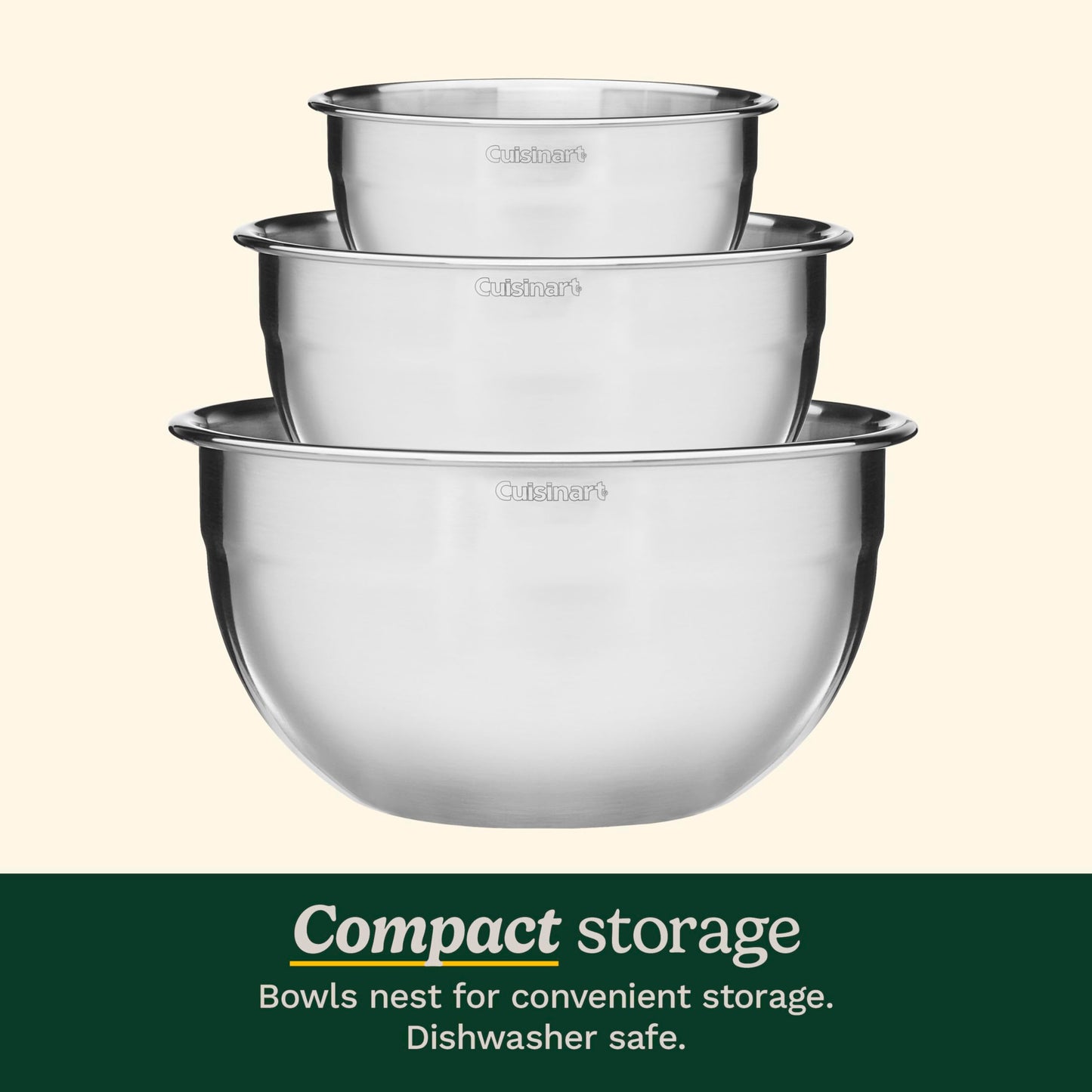 Cuisinart CTG-00-SMB Set de 3 tazones para mezclar, hechos de acero inoxidable, con tapa