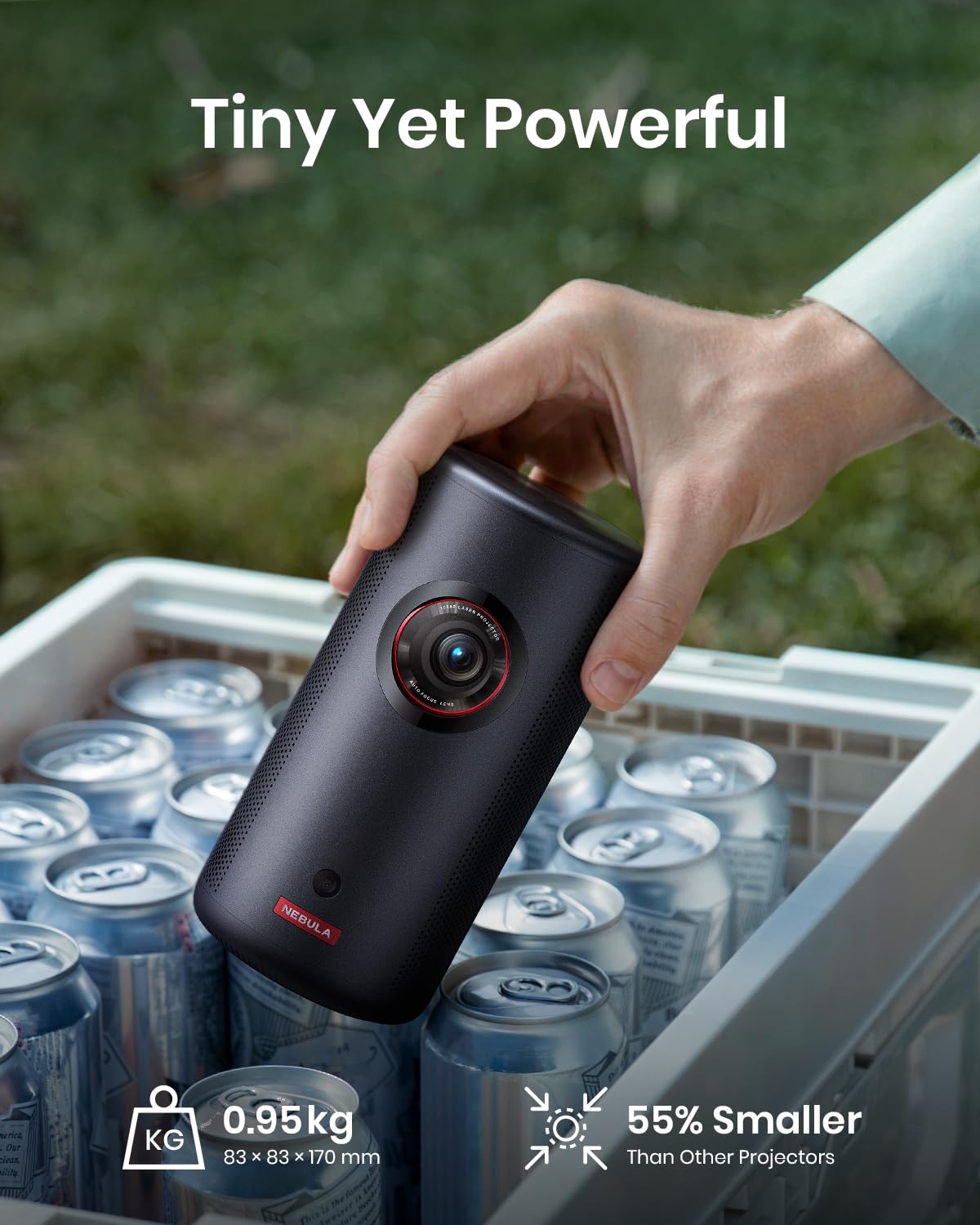 Nebula Anker Capsule 3 Laser 1080p Proyector Portatil, Smart, Wi-Fi, Mini Proyector Portátil, Dolby Digital, Enfoque automático, Imagen de 120 Pulgadas, 2,5 Horas de Tiempo de reproducción