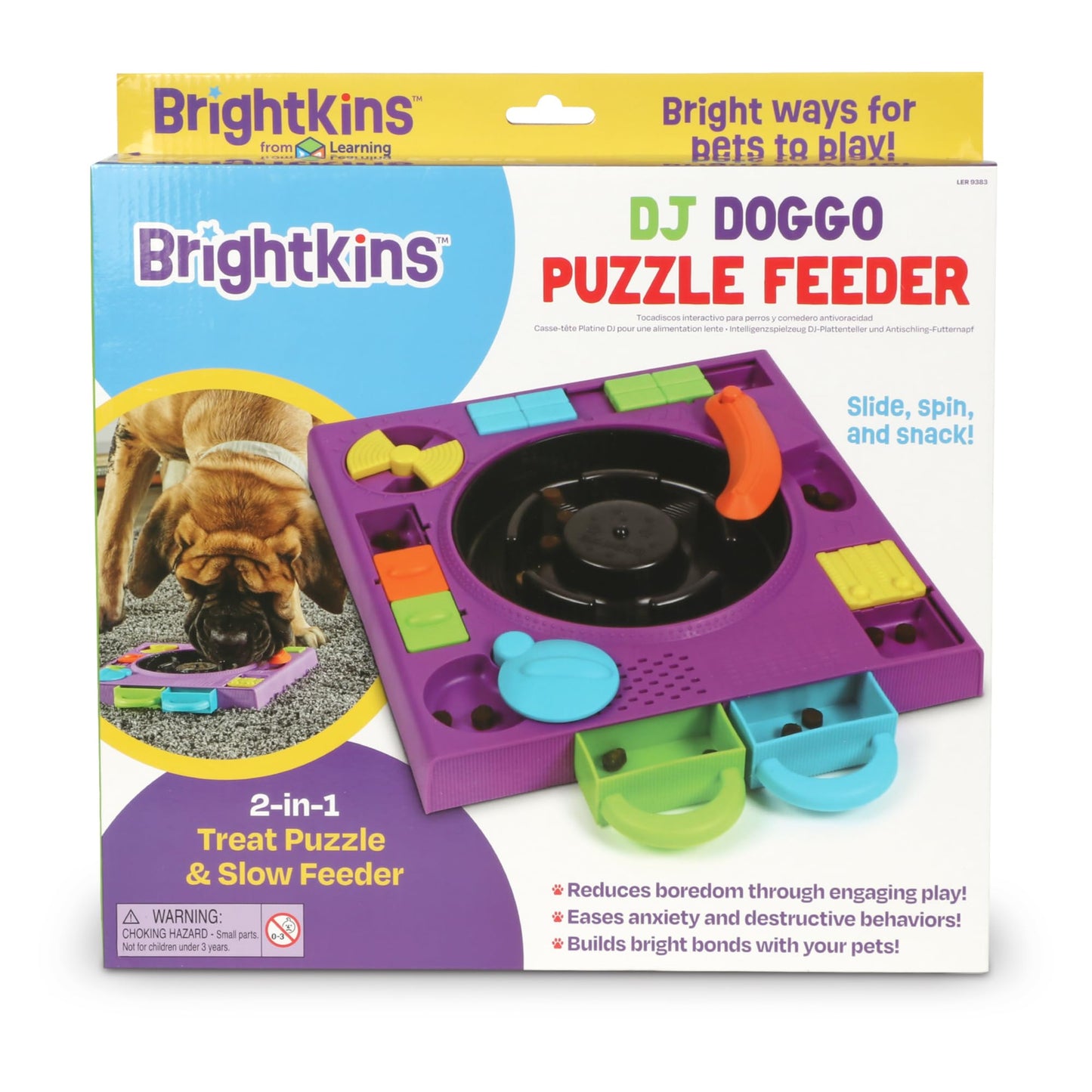 Brightkins DJ Doggo Puzzle Feeder - Rompecabezas para Perros, Juguetes para Perros