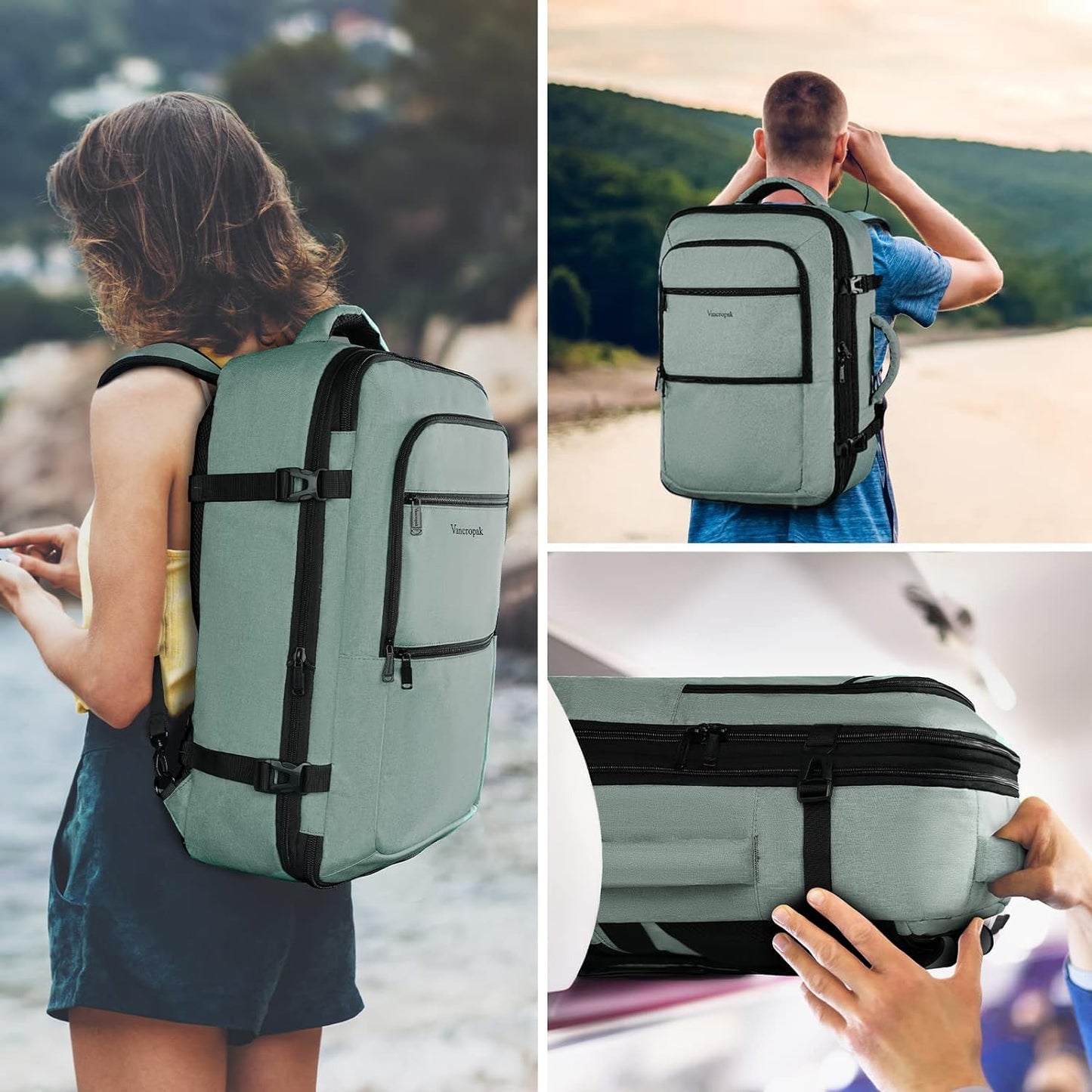 Bolsa de Viaje Vancropak Cian Grande Expandible Resistente al Agua para Hombre y Mujer