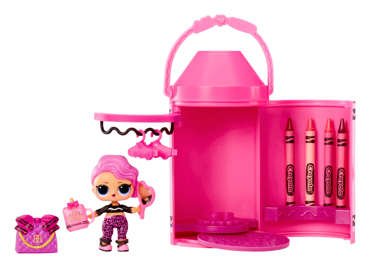 L.O.L. Surprise! Loves CRAYOLA - Colour Me Studio con Muñeca Coleccionable - Más de 30 Sorpresas incluyendo Muñeca, Vestidos de Papel y 4 Crayones - Packaging capsula de crayón - Edad: 3+ años