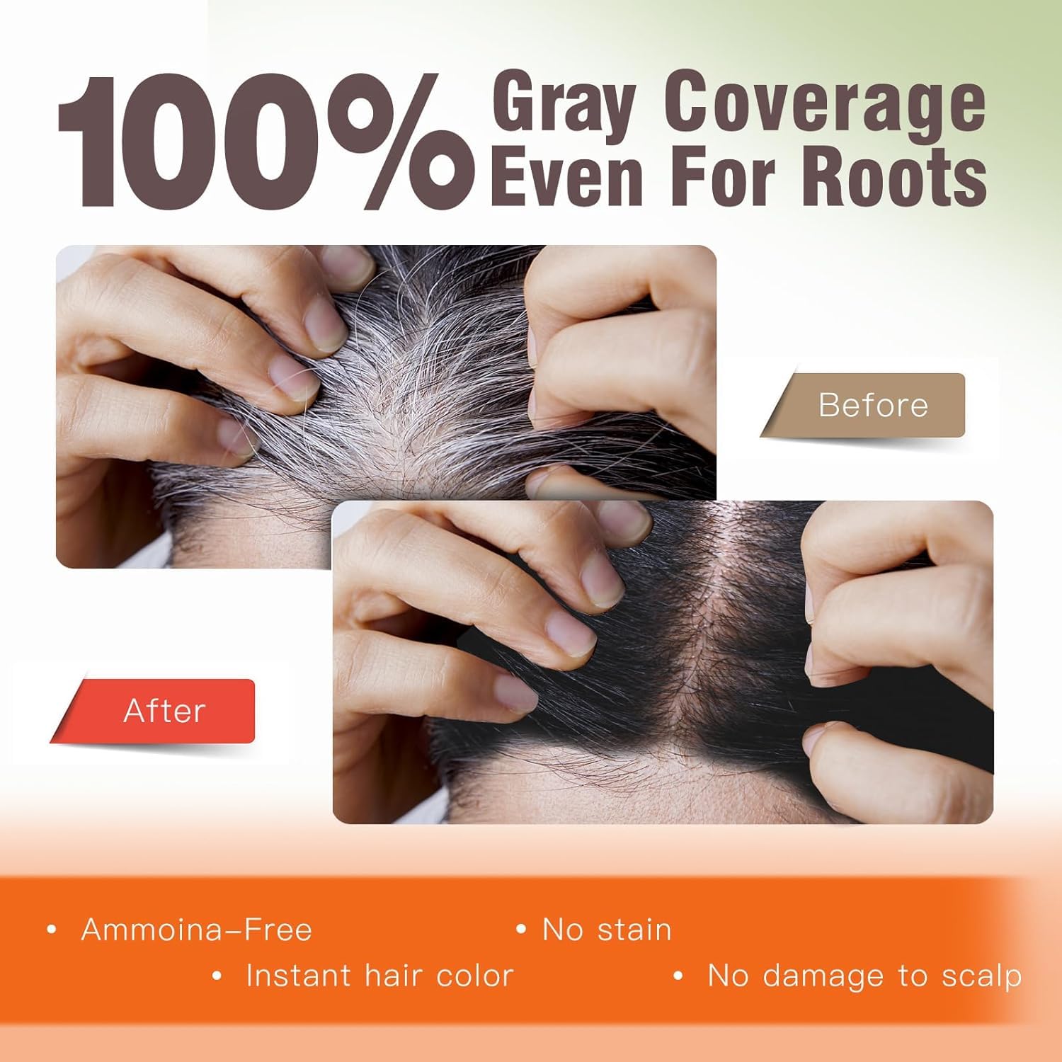 KILOMETS Champú para teñir el cabello/ Tintes Para El Cabello-Champú para teñir el cabello de castaño oscuro para mujeres-Cobertura de canas-Coloración instantánea con ingredientes herbales suaves-Larga duración-Sin amoníaco 500ML