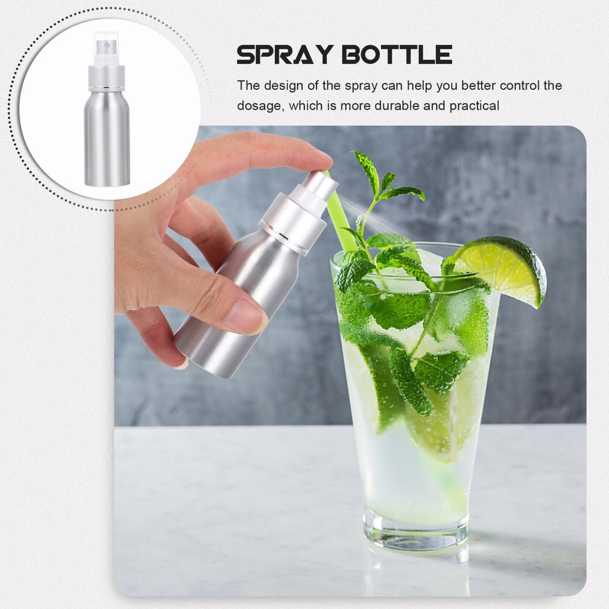 PACKOVE Botellas de Vidrio con Pulverizador para Cócteles, Pulverizador de Barra, Pulverizador Portátil Recargable para Perfume, para Spritz, Amargo, Absenta, Vermú de 50 Ml.