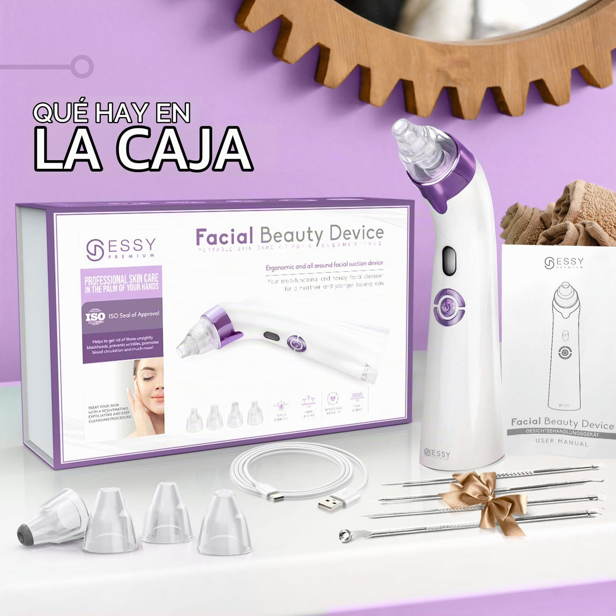 Essy máquina limpiadora facial para aspiración de espinillas (morado)