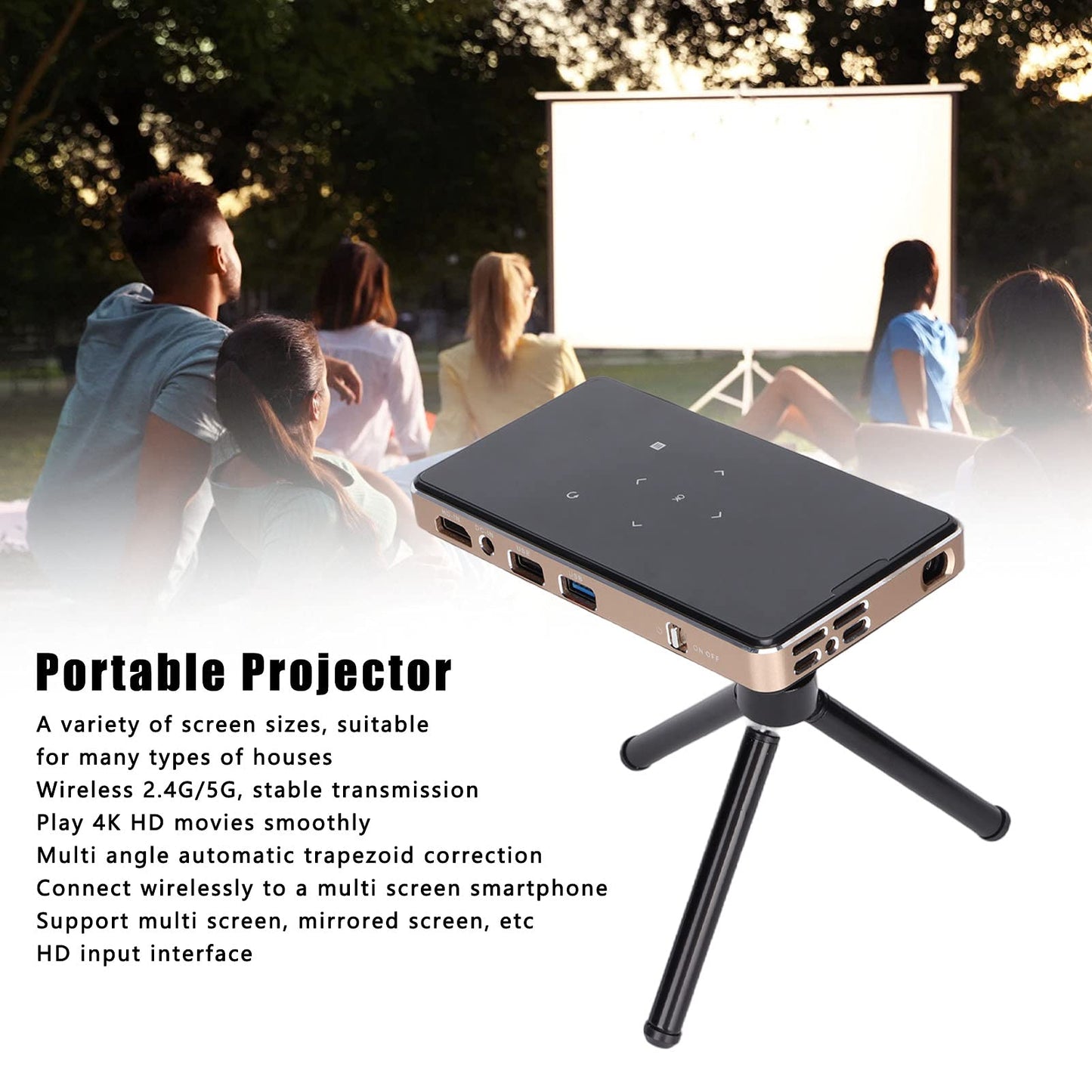 Proyector Portátil Ultra Mini Pico con WiFi y Bluetooth para Familia y Negocios
